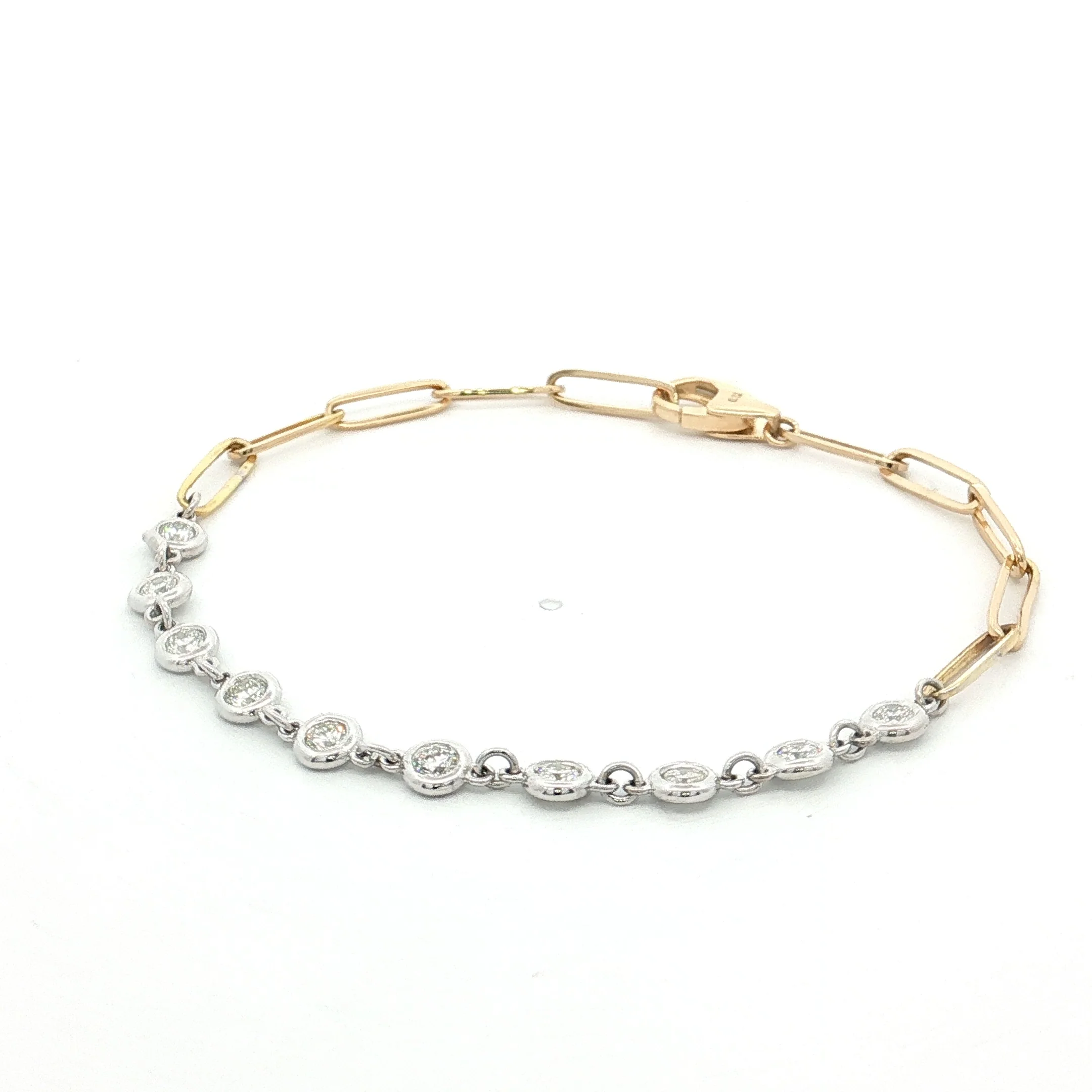 .72 Diamond Half & Half Bracelet Two-Tone 14k - Image 2