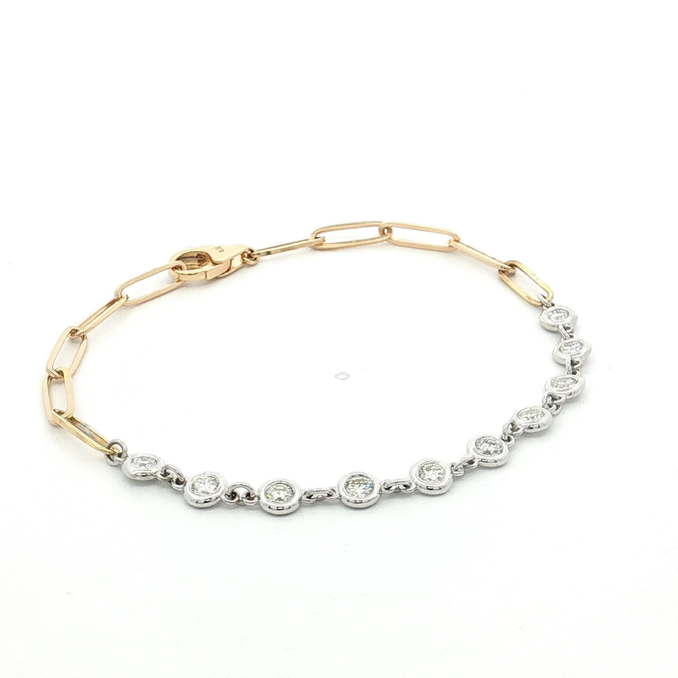 .72 Diamond Half & Half Bracelet Two-Tone 14k - Image 3