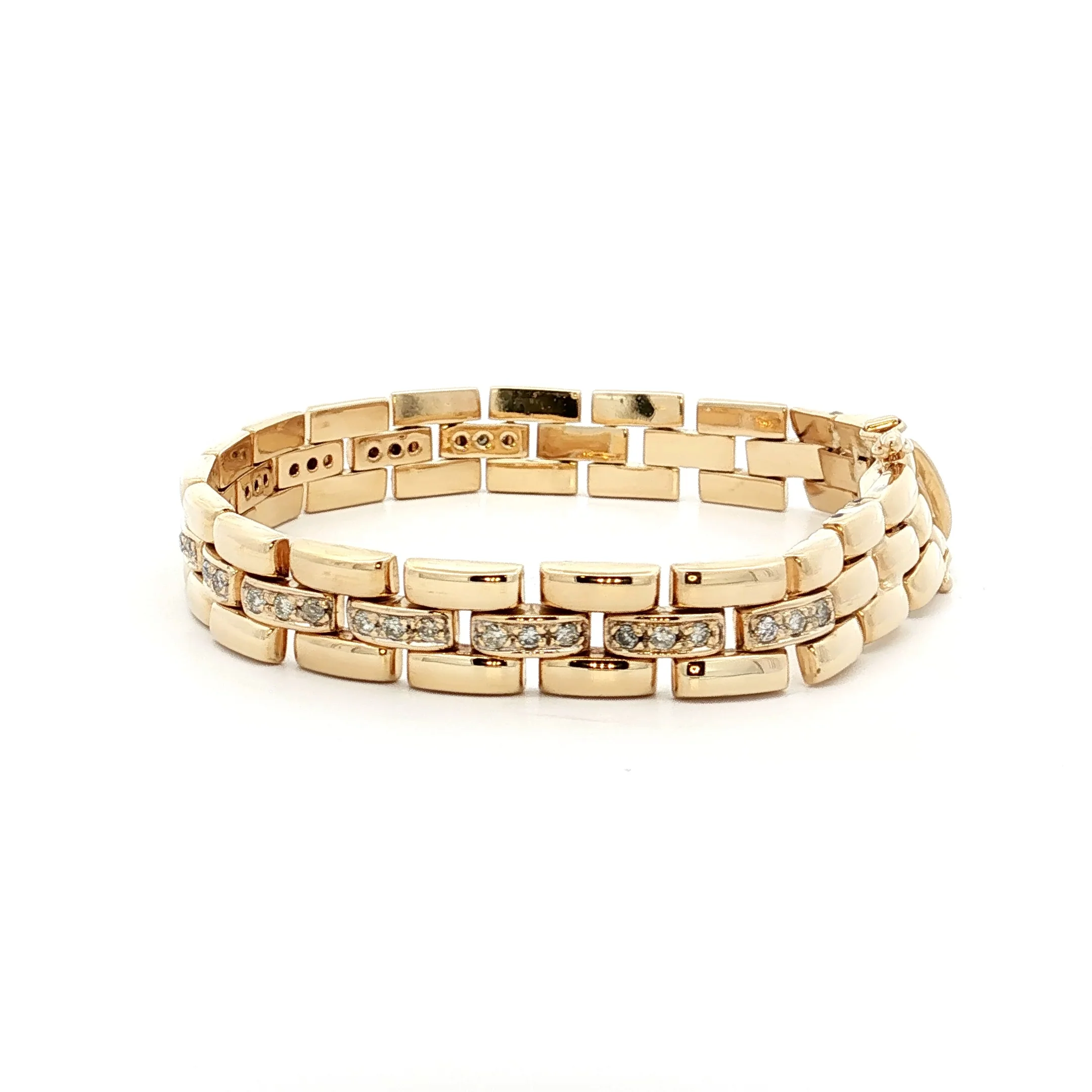 .72 Diamond Panther Link Bracelet in 14k Yellow Gold - Image 2