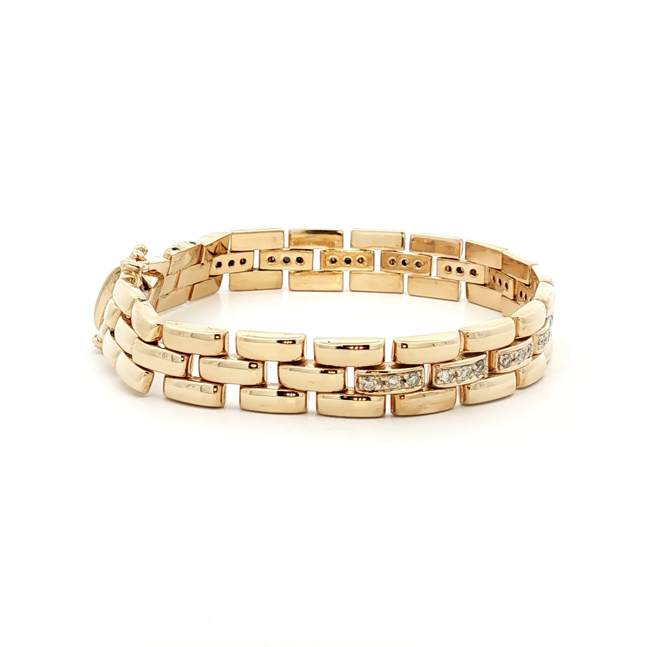 .72 Diamond Panther Link Bracelet in 14k Yellow Gold - Image 3