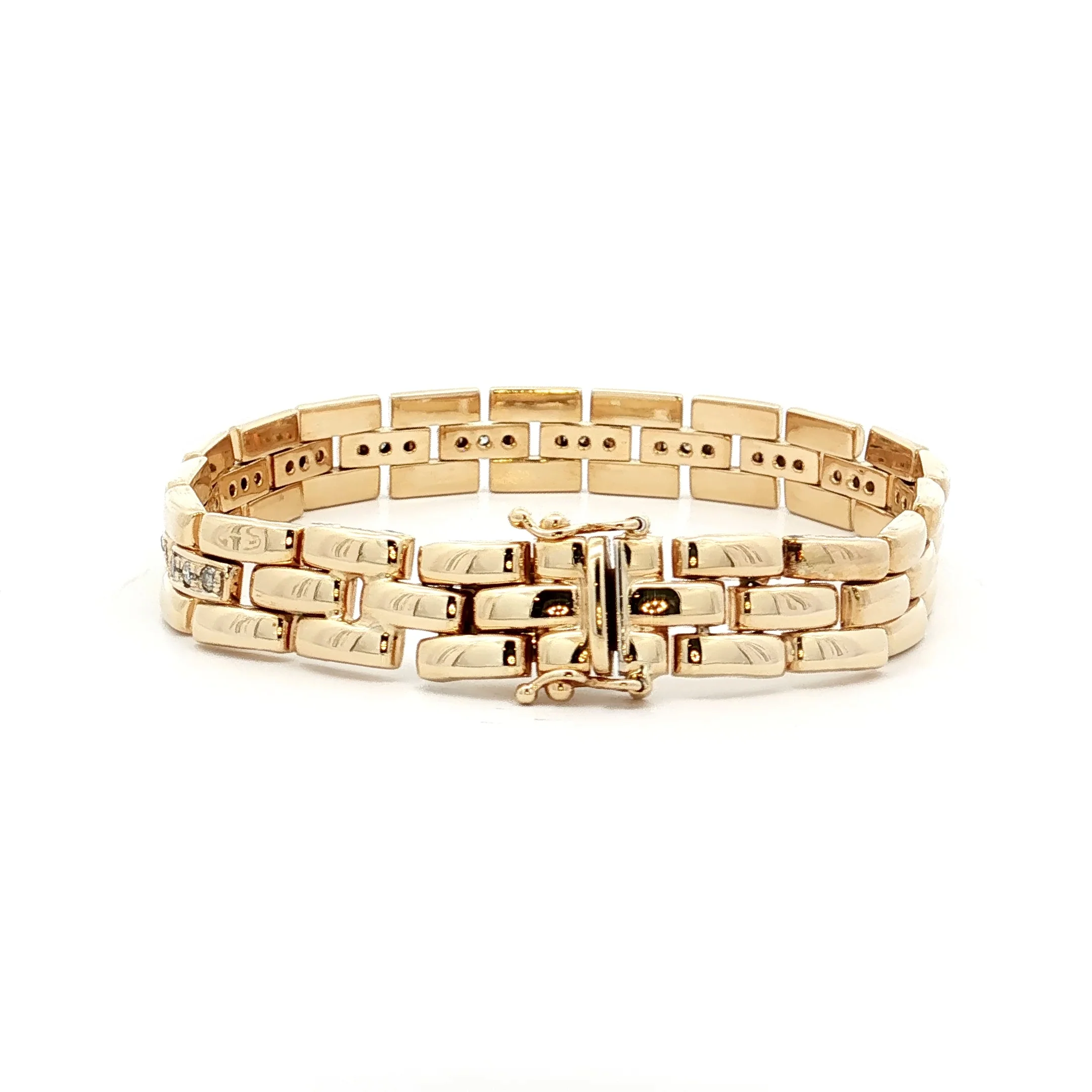 .72 Diamond Panther Link Bracelet in 14k Yellow Gold - Image 4