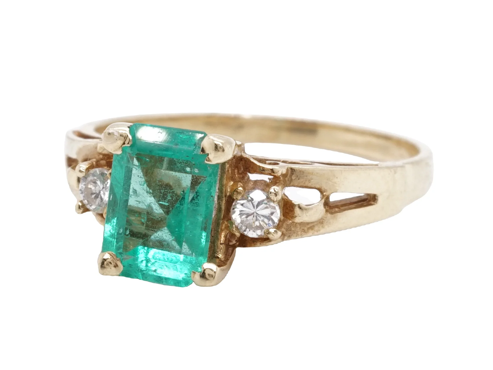 .72 Mid-Century Colombian Emerald Engagement Ring in 14k Yellow Gold - Image 2