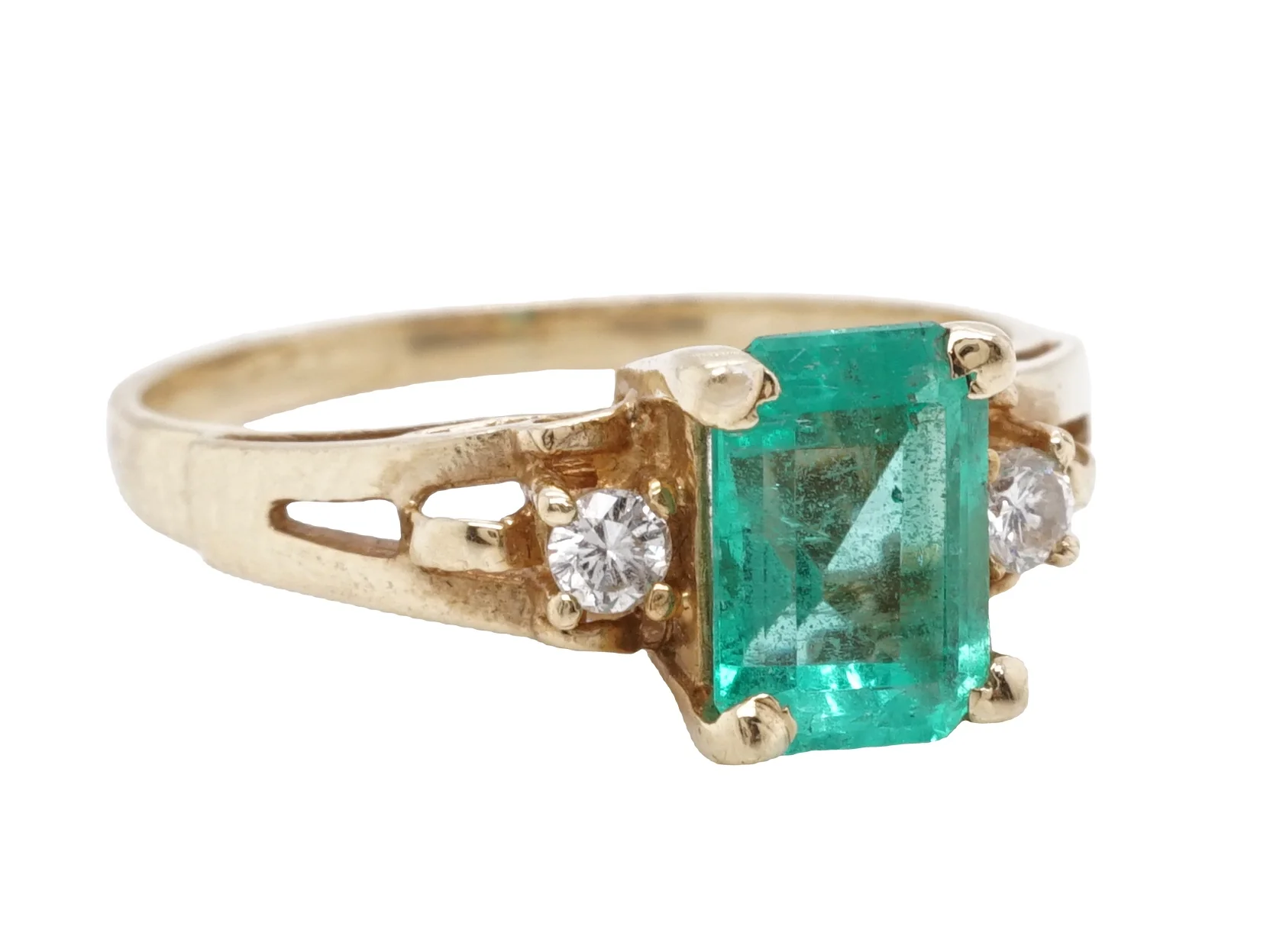 .72 Mid-Century Colombian Emerald Engagement Ring in 14k Yellow Gold - Image 3