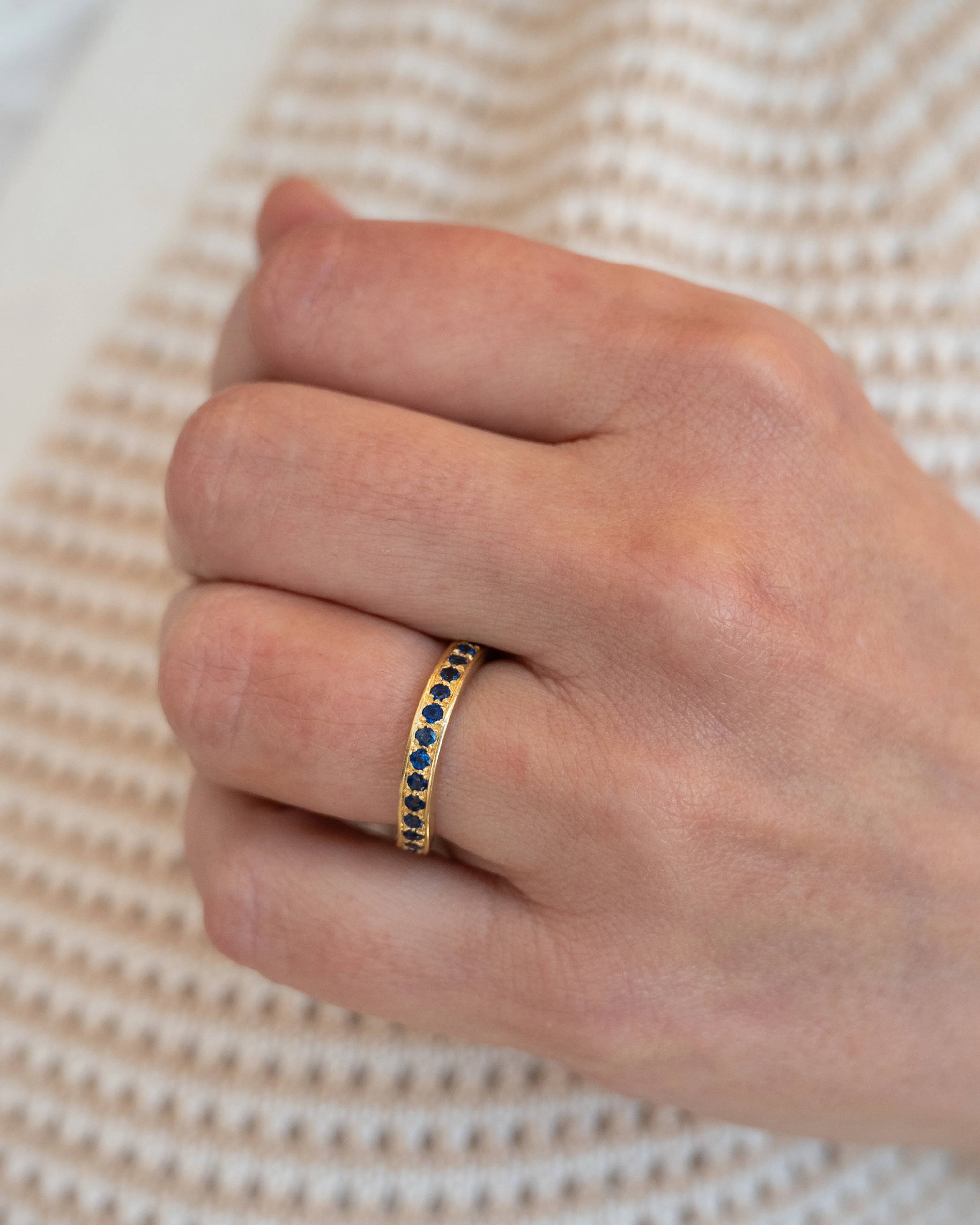 .72 Round Sapphire Wedding Band in 18k Yellow Gold - Image 7