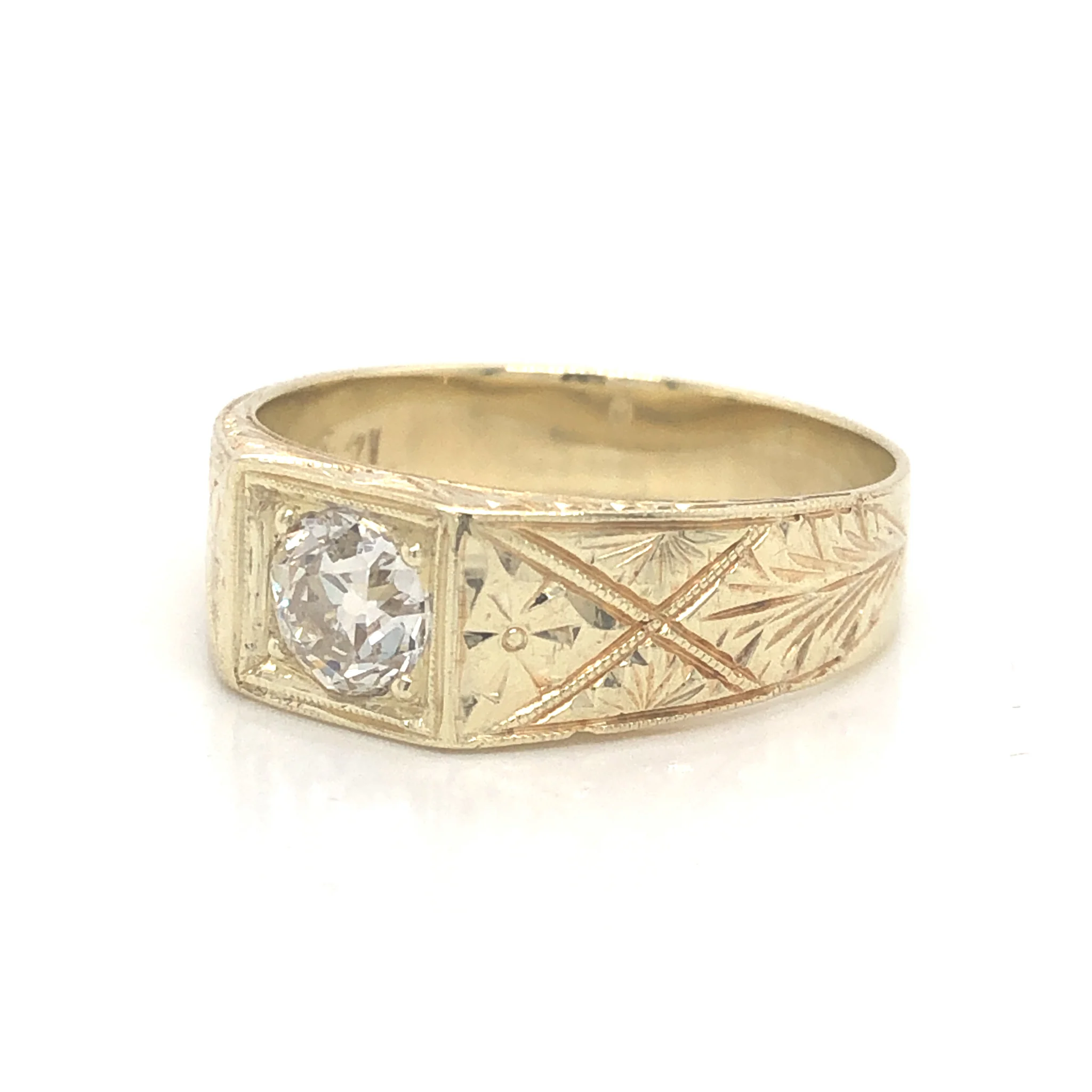 .72 Vintage Art Deco Men's Diamond Ring in 14k Yellow Gold - Image 2