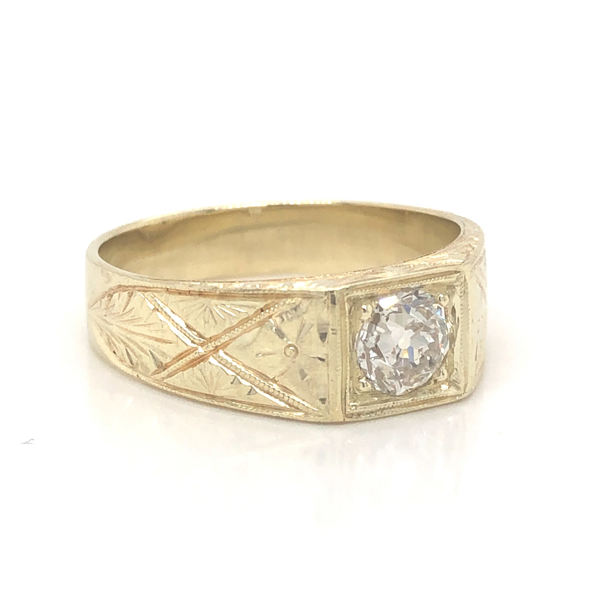 .72 Vintage Art Deco Men's Diamond Ring in 14k Yellow Gold - Image 3