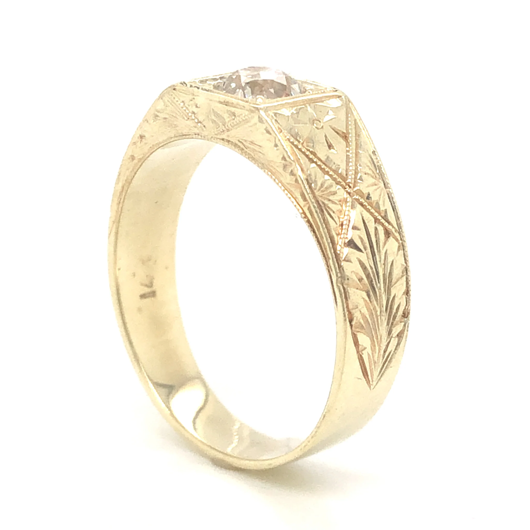 .72 Vintage Art Deco Men's Diamond Ring in 14k Yellow Gold - Image 5