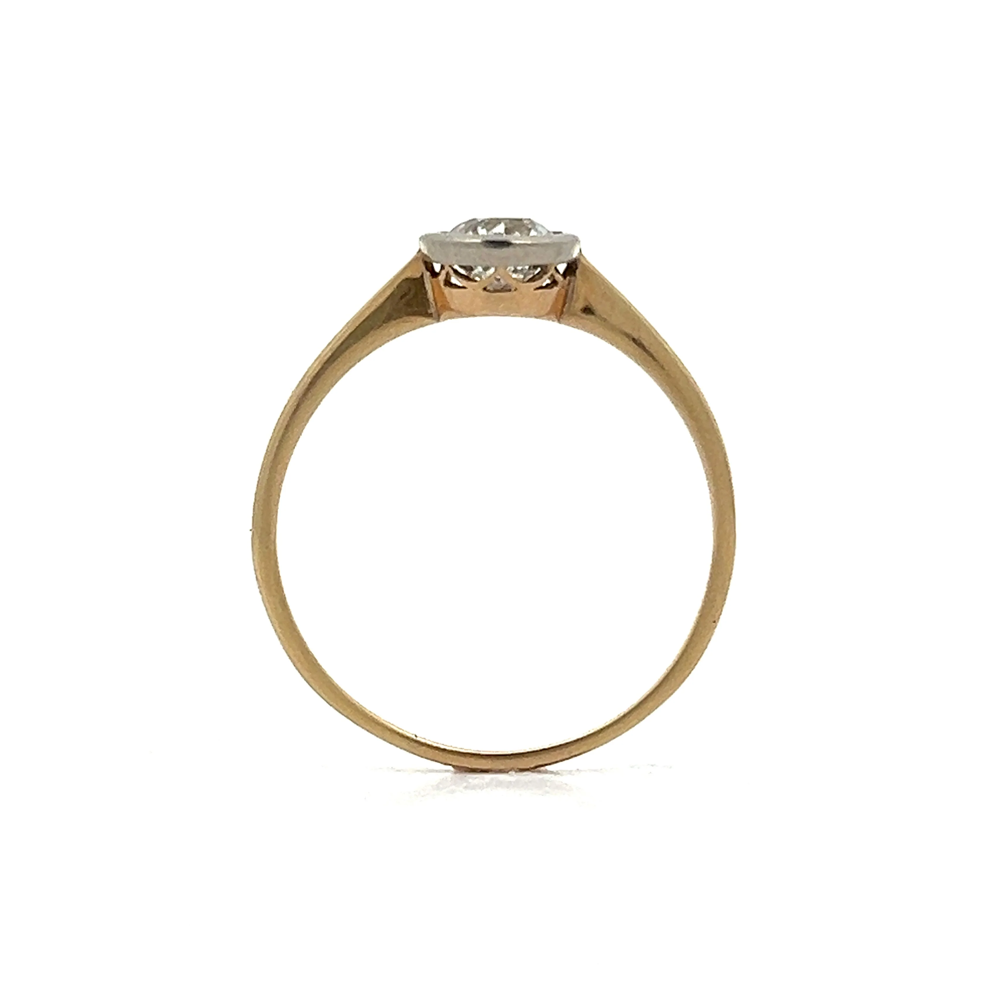.72 Vintage Solitaire Bezel Diamond Engagement Ring in 18k - Image 4