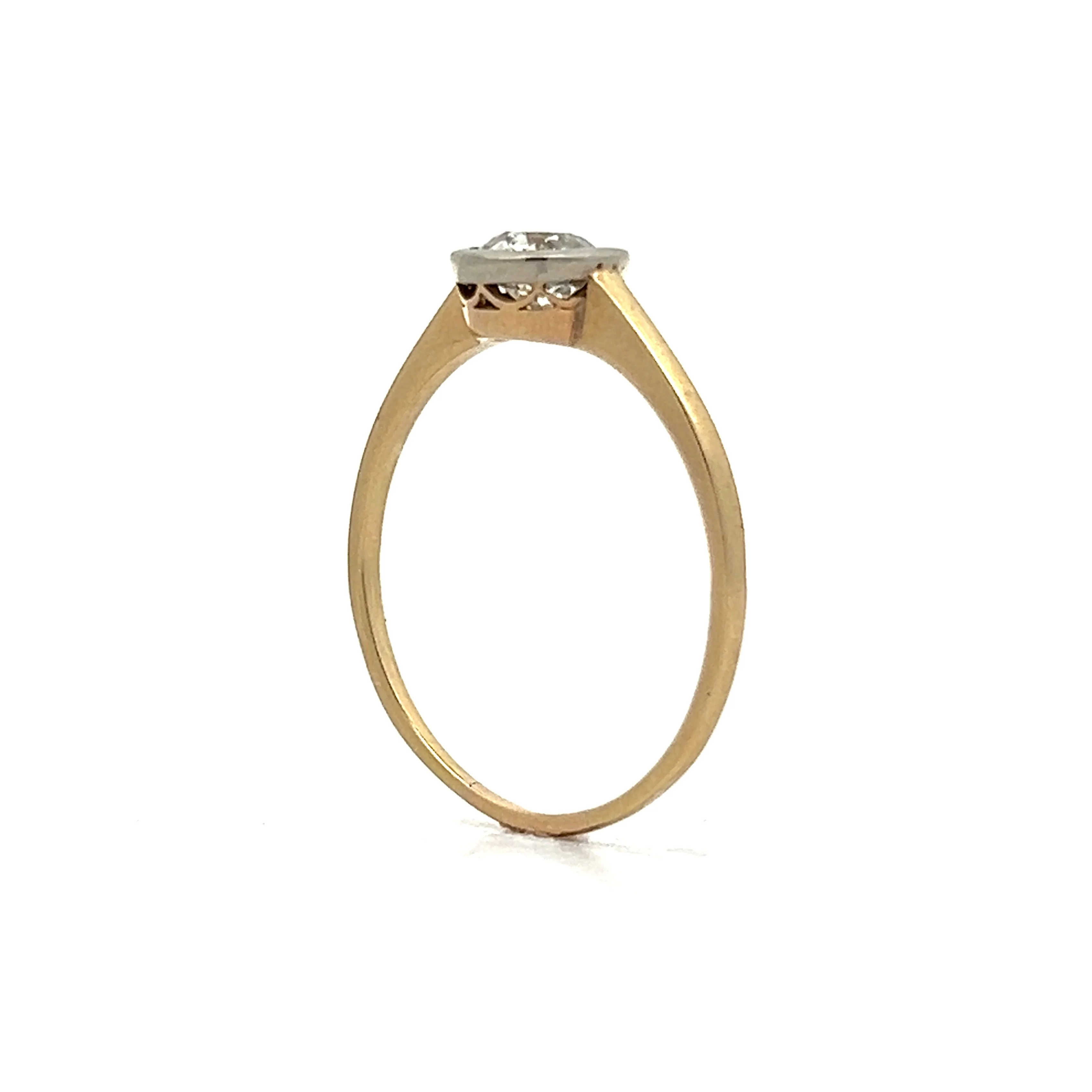 .72 Vintage Solitaire Bezel Diamond Engagement Ring in 18k - Image 5