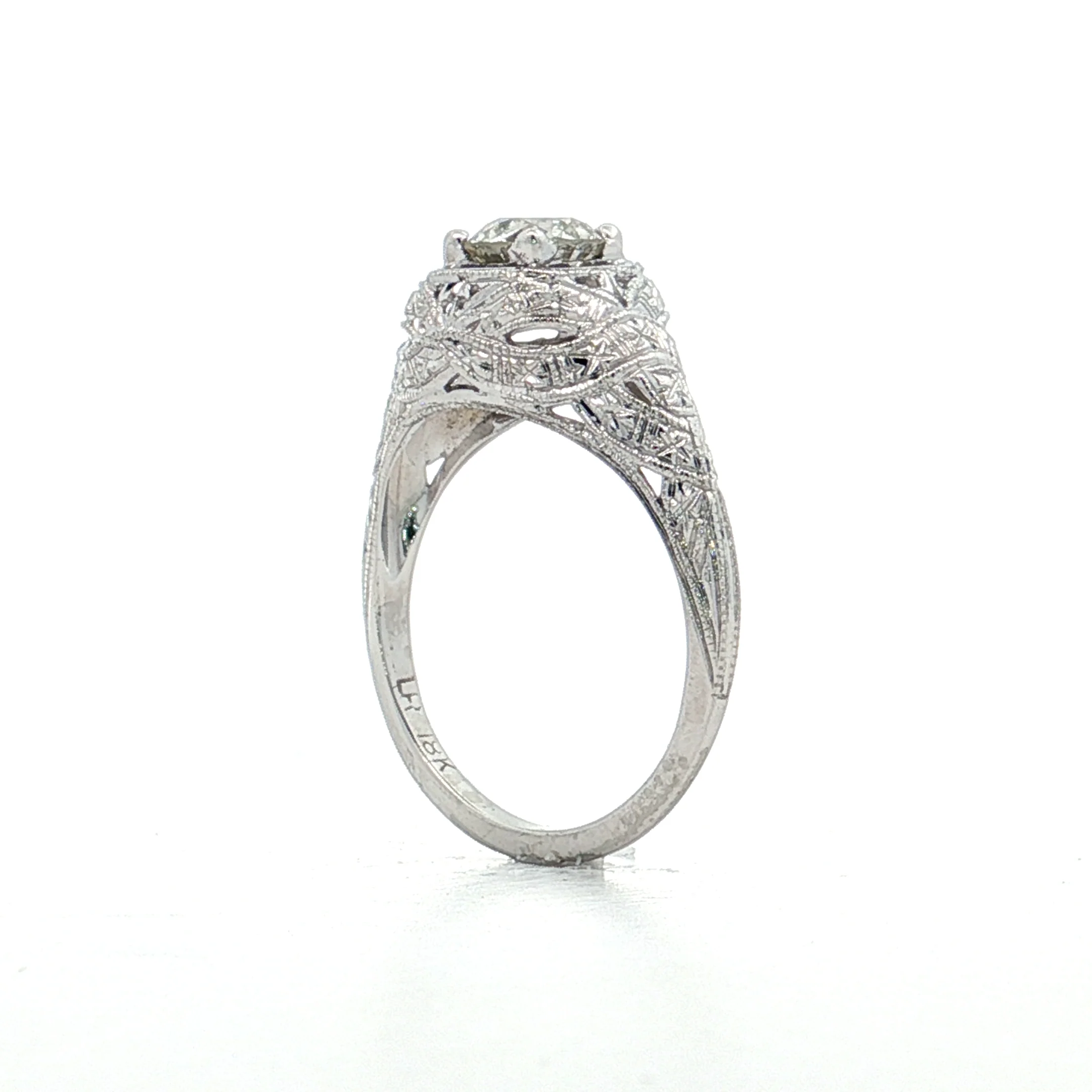 .73 Antique Diamond Engagement Ring in 18k White Gold - Image 5