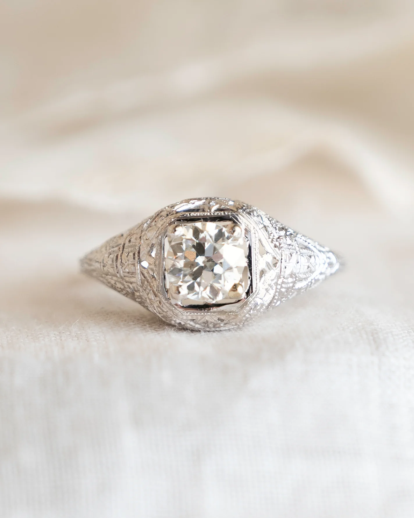 .73 Antique Diamond Engagement Ring in 18k White Gold - Image 6