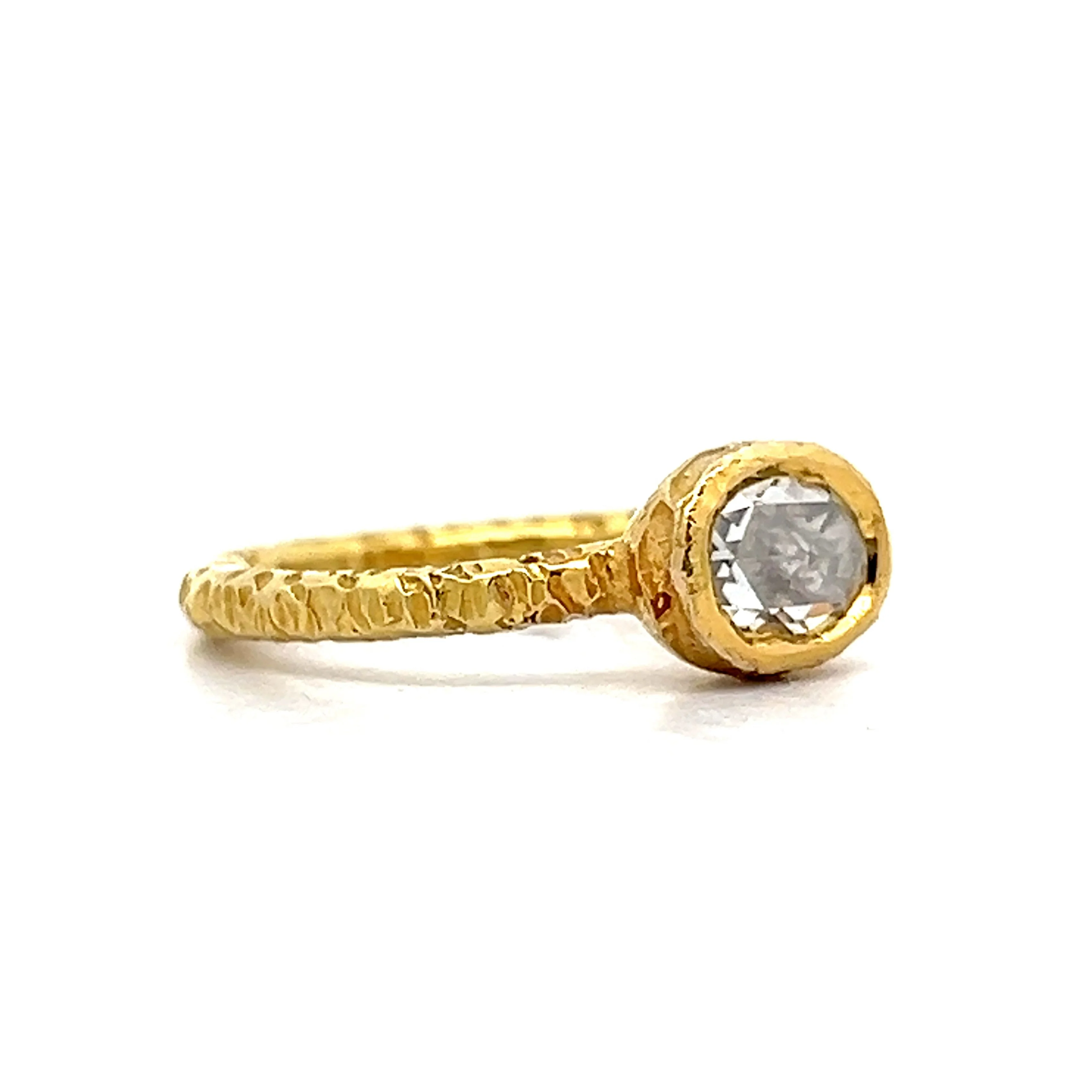 .73 Rose Cut Diamond Stacking Ring in 24k Yellow Gold - Image 3