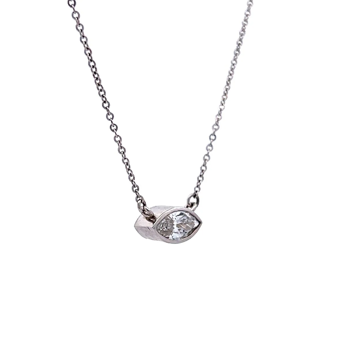 .74 Marquis Diamond Pendant Necklace in 14k White Gold - Image 3
