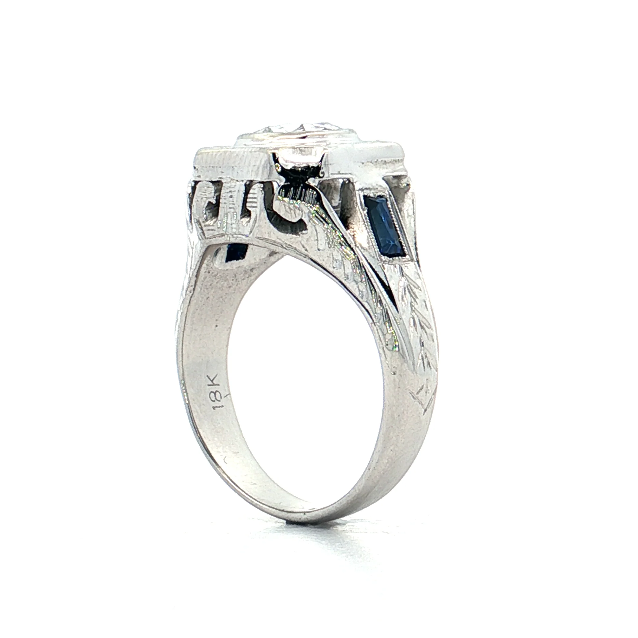 .74 Mens Antique Rose Cut Diamond Ring 18k White Gold - Image 5