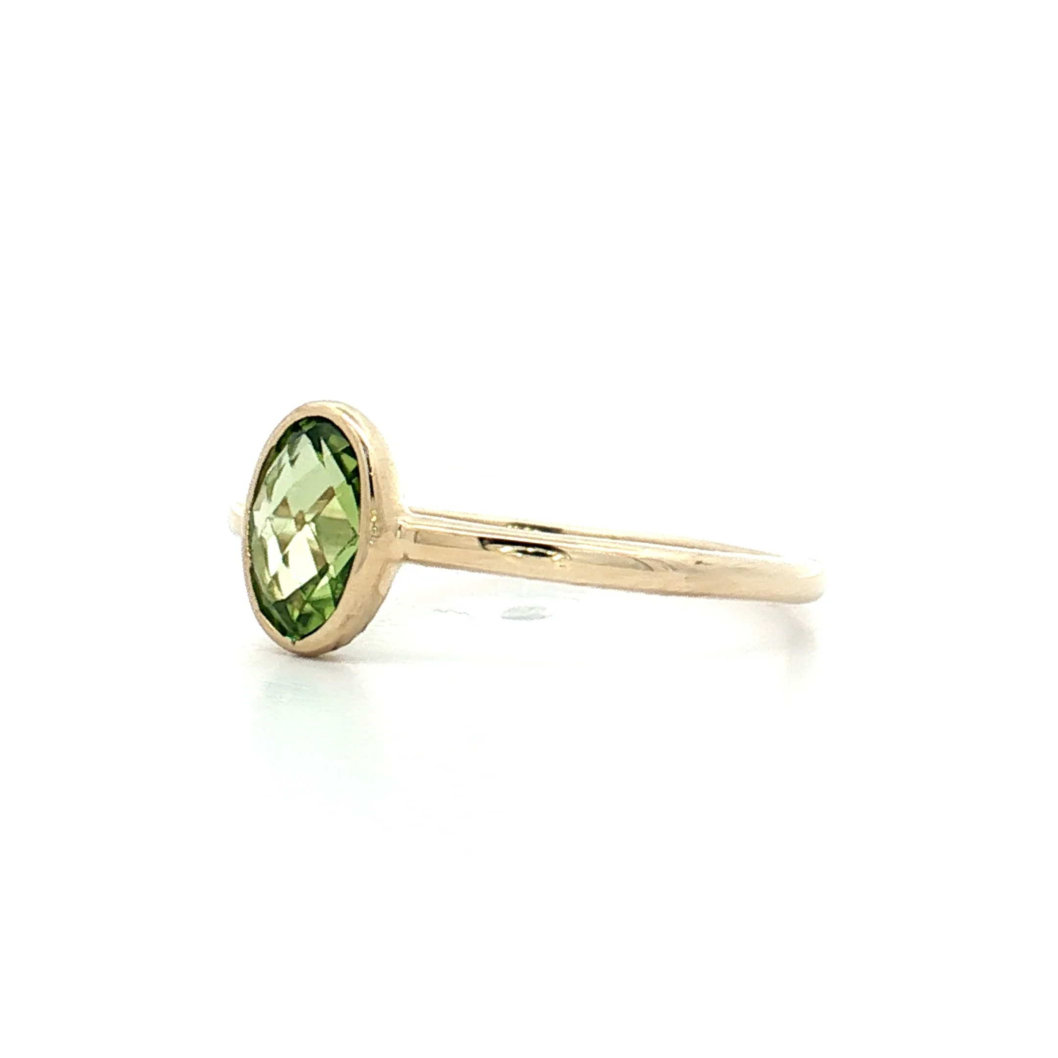 .74 Oval Peridot Engagement Ring 14k Yellow Gold - Image 2
