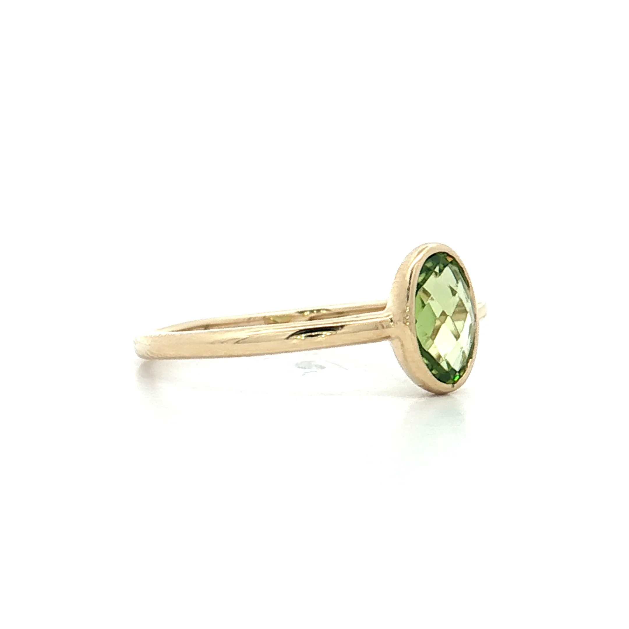 .74 Oval Peridot Engagement Ring 14k Yellow Gold - Image 3