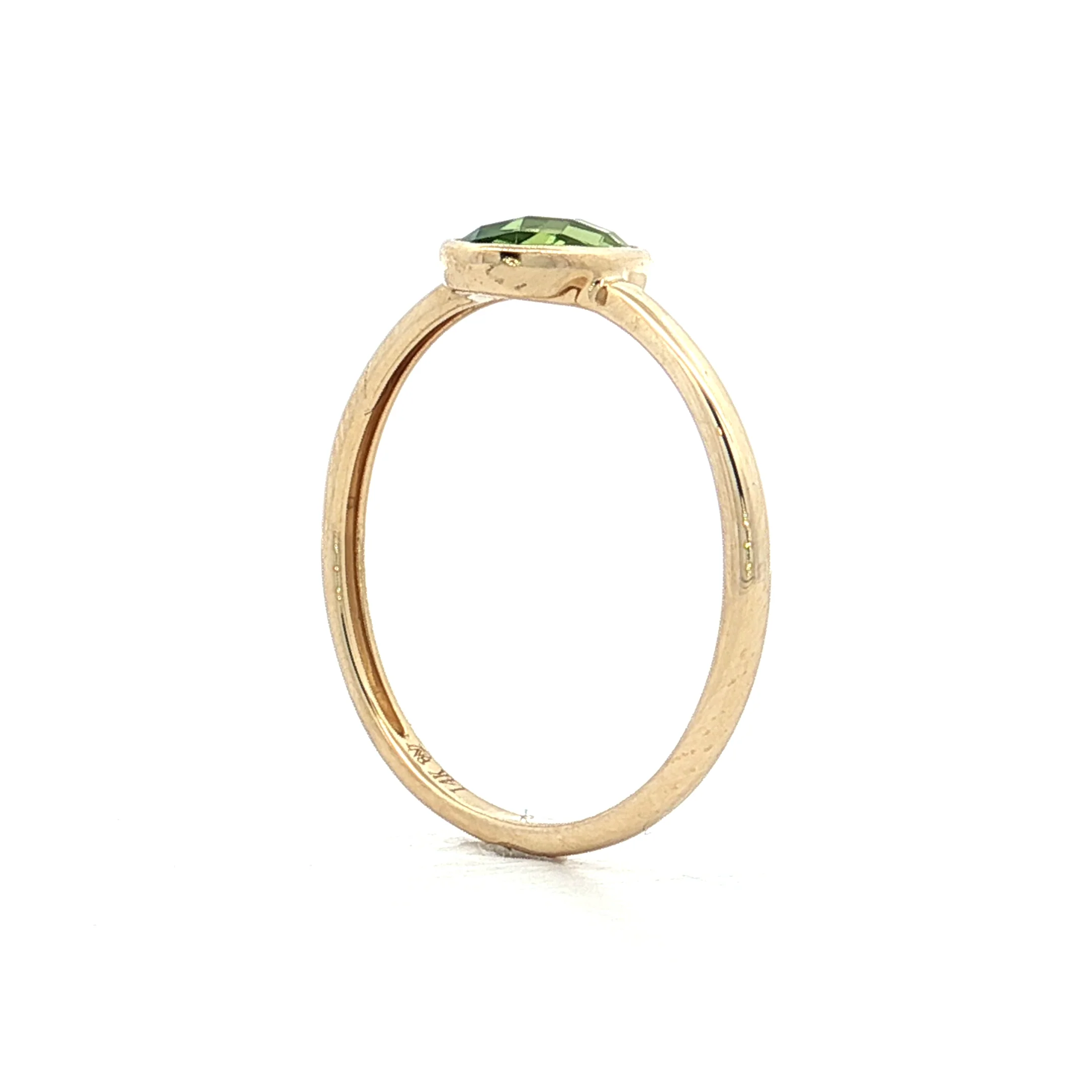 .74 Oval Peridot Engagement Ring 14k Yellow Gold - Image 5