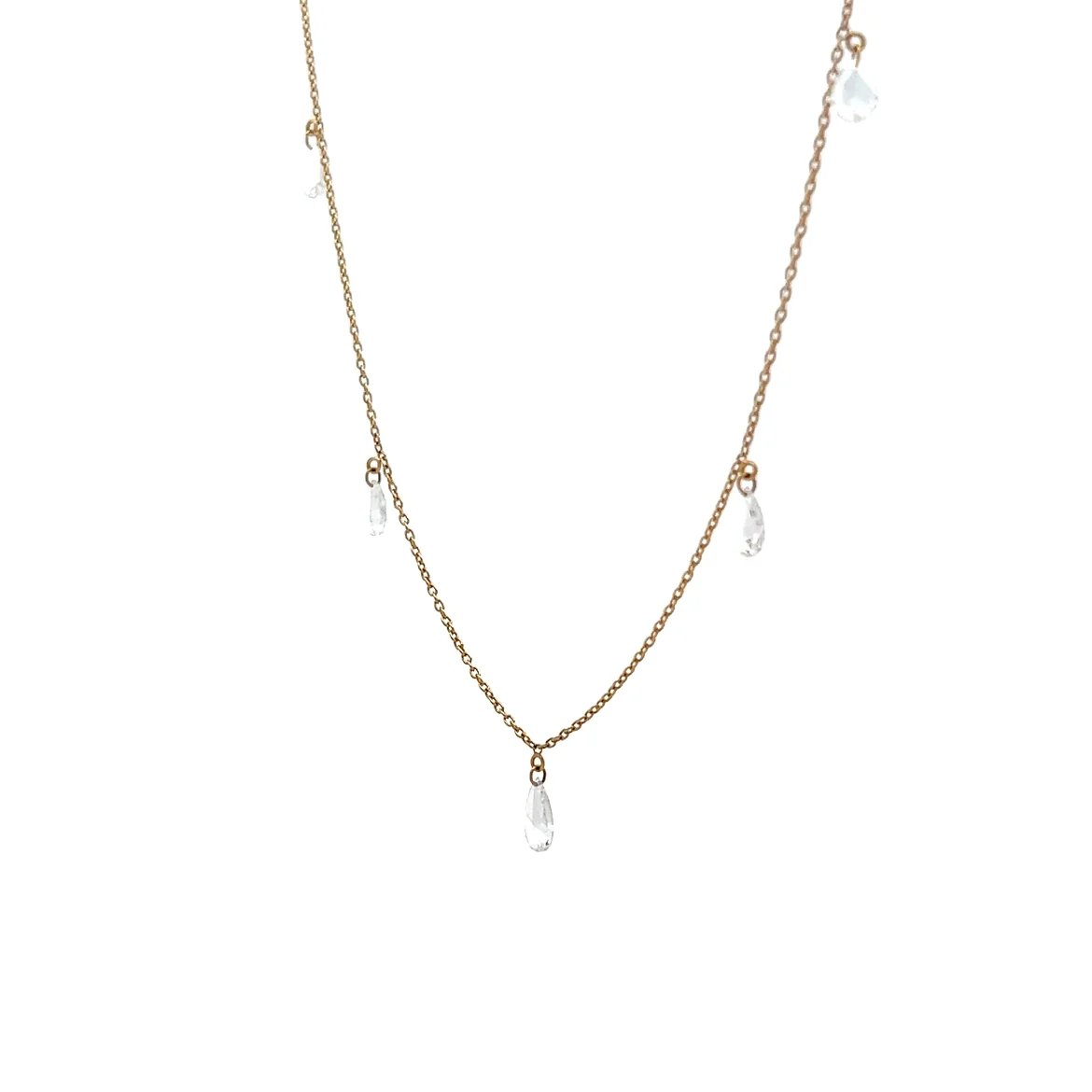 .74 Pear Shaped Rose Cut Diamond Necklace in 14k - Image 2