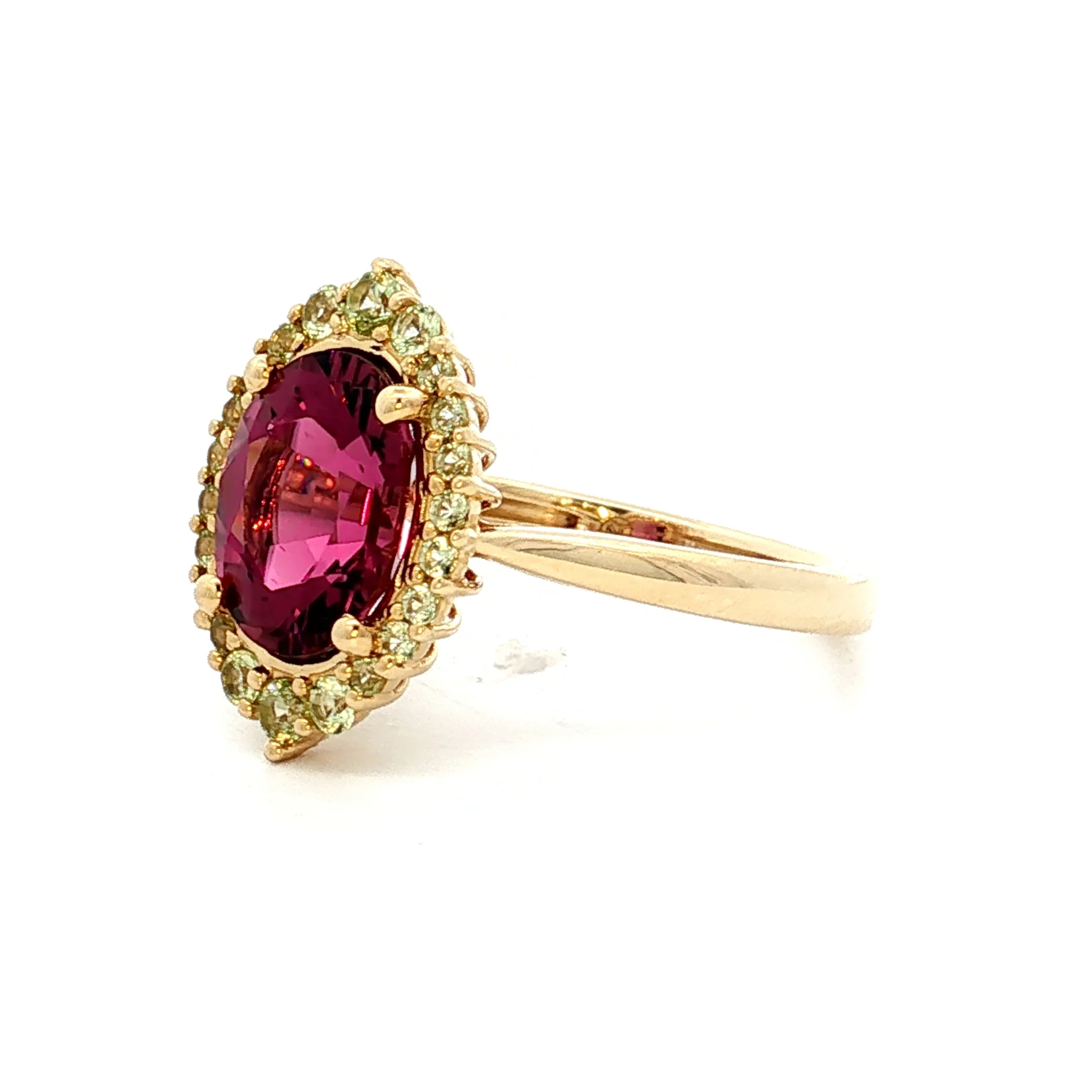 .74 Rhodolite Garnet & Peridot Cocktail Ring 14k - Image 2