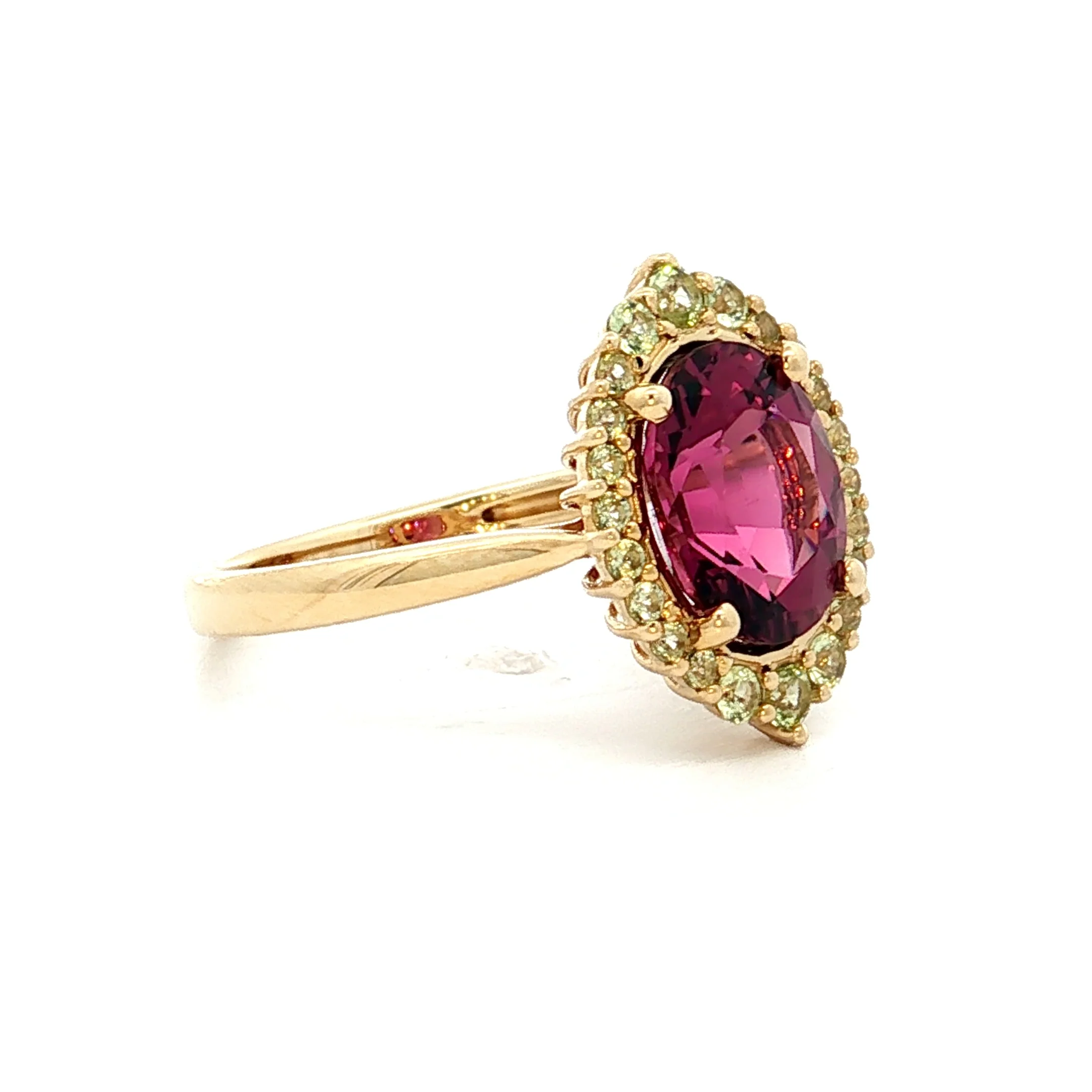 .74 Rhodolite Garnet & Peridot Cocktail Ring 14k - Image 3