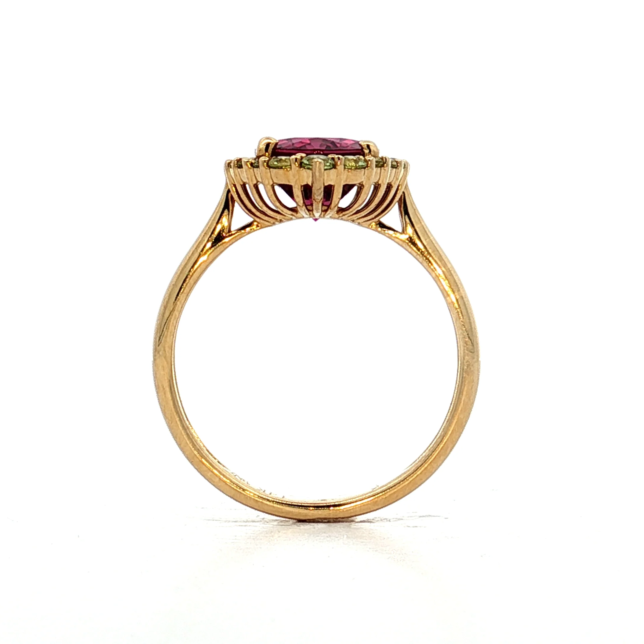.74 Rhodolite Garnet & Peridot Cocktail Ring 14k - Image 4