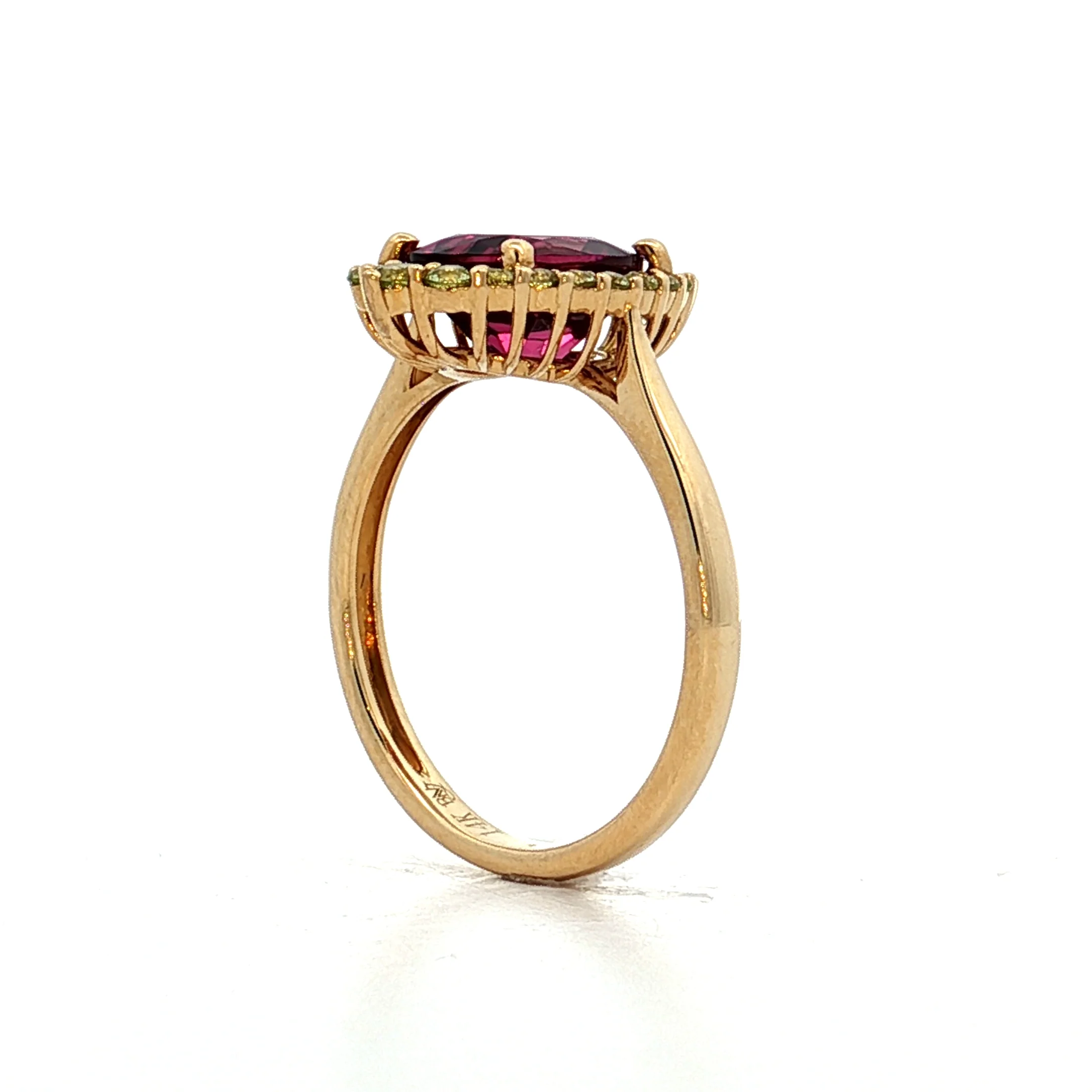 .74 Rhodolite Garnet & Peridot Cocktail Ring 14k - Image 5
