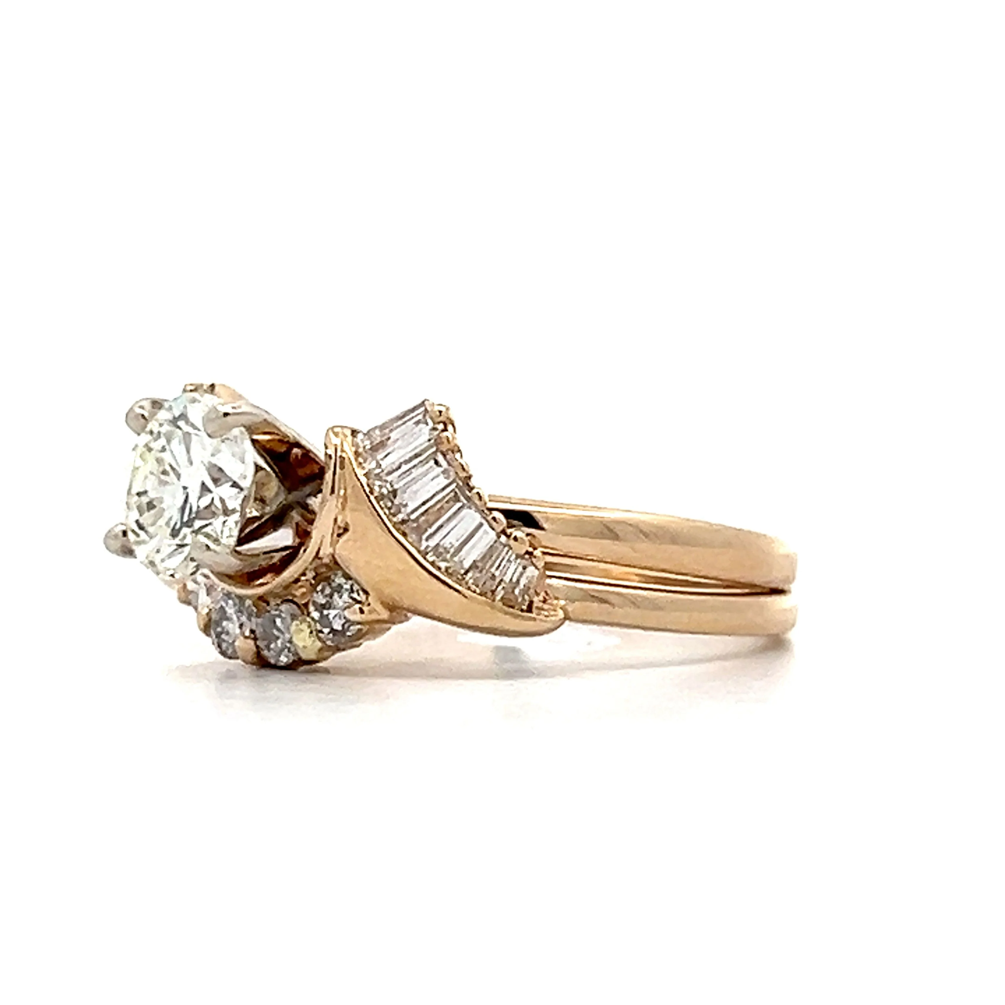 .74 Round & Baguette Diamond Engagement Ring in Yellow Gold - Image 2