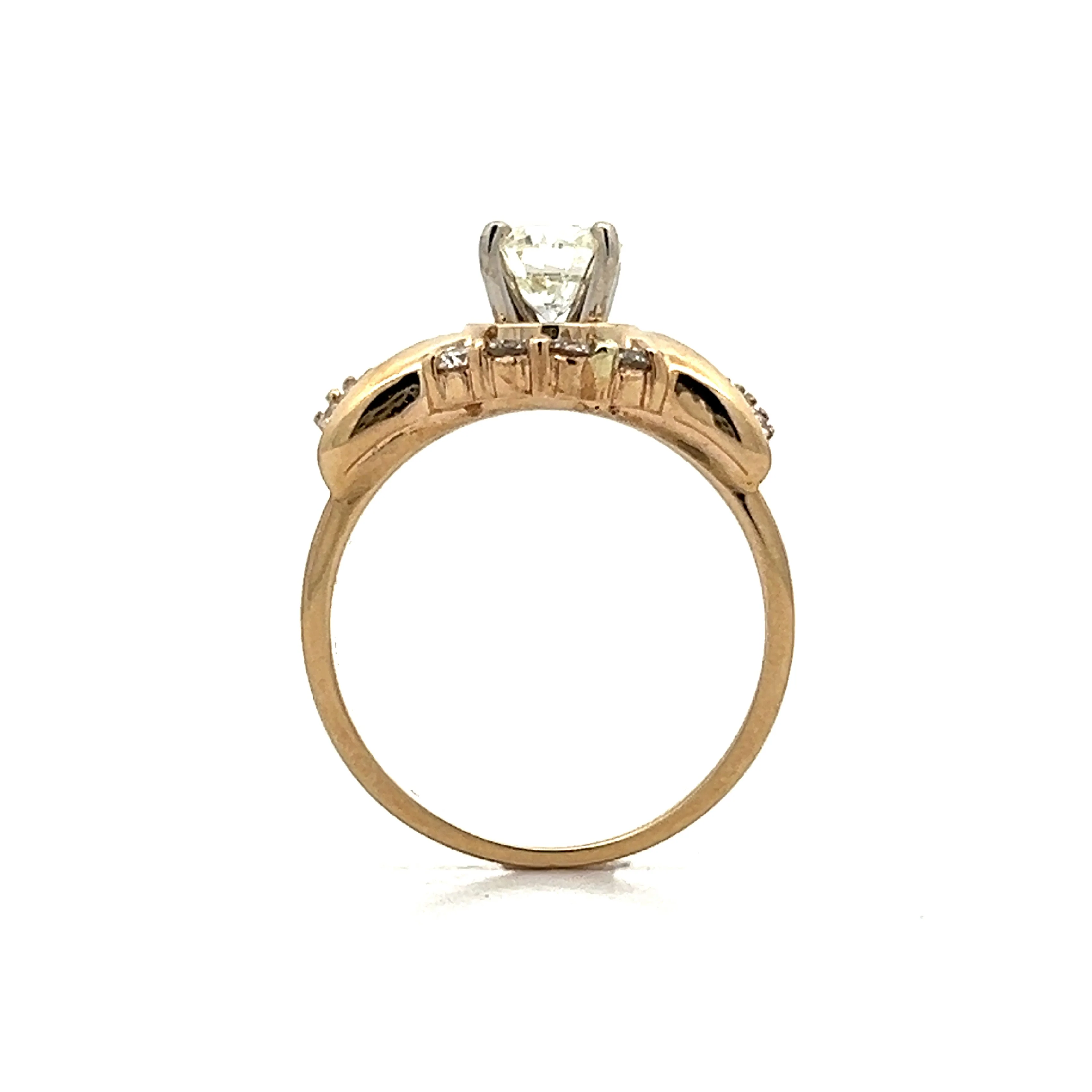 .74 Round & Baguette Diamond Engagement Ring in Yellow Gold - Image 4