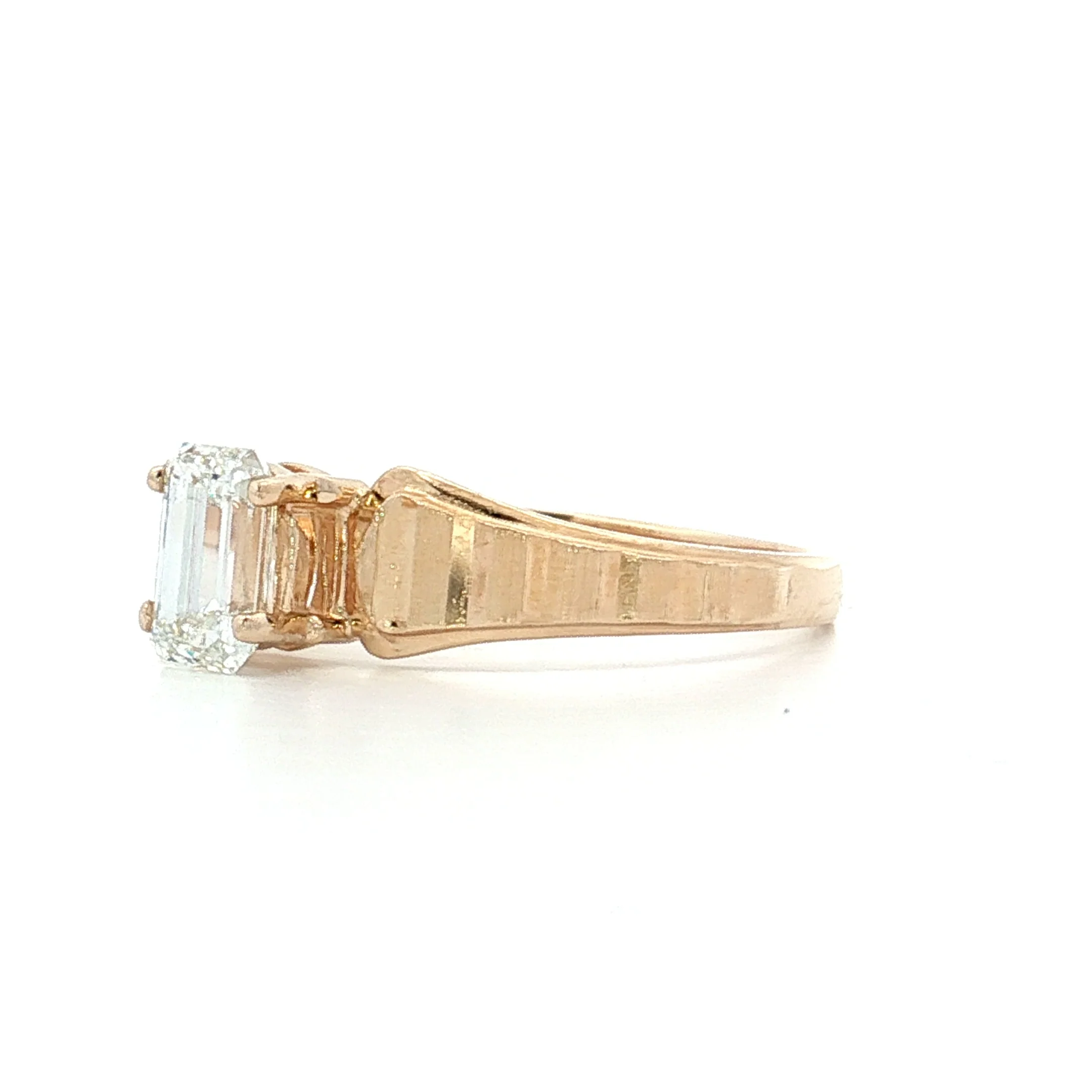.74 Vintage Emerald Cut Diamond Engagement Ring 14k - Image 2