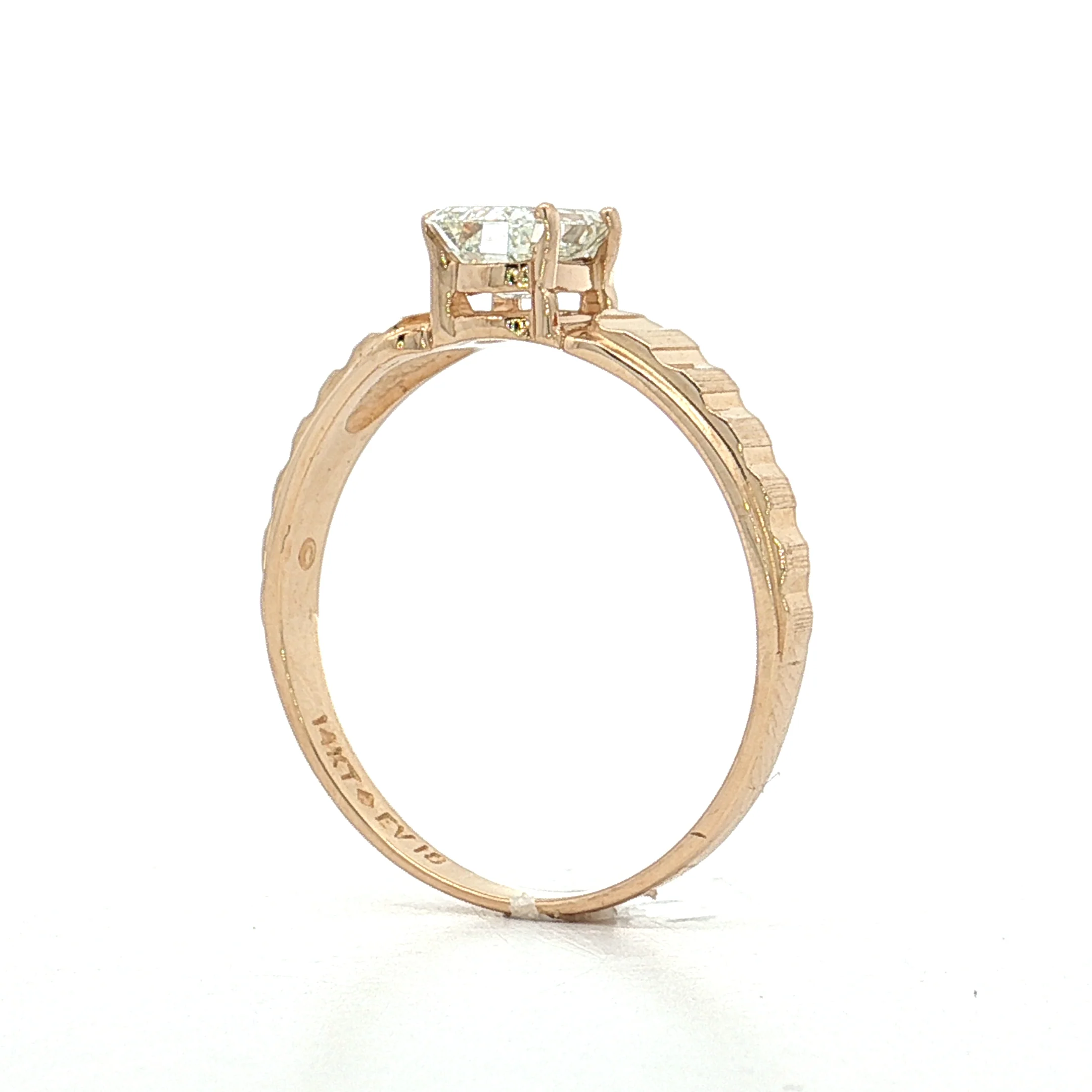 .74 Vintage Emerald Cut Diamond Engagement Ring 14k - Image 5
