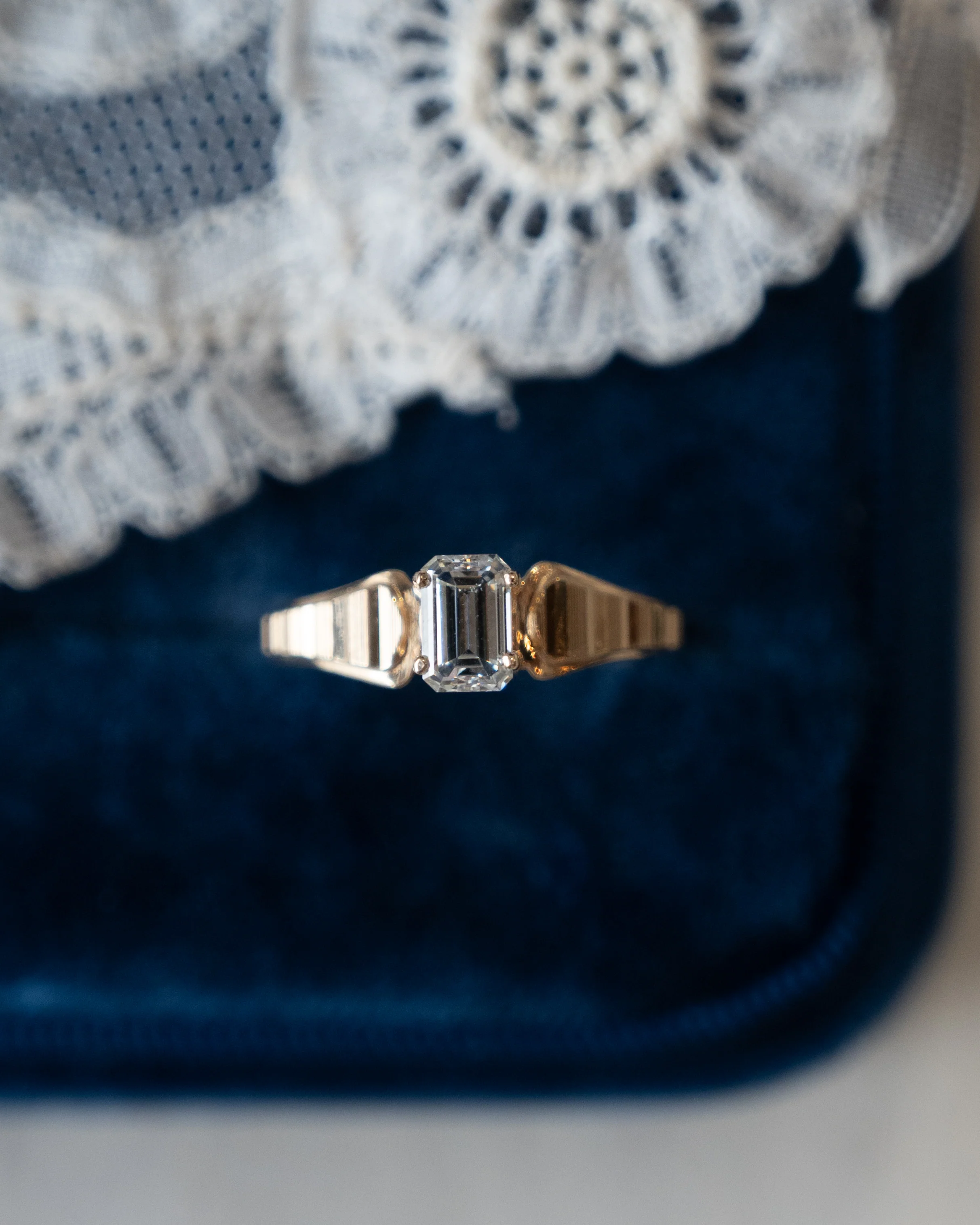 .74 Vintage Emerald Cut Diamond Engagement Ring 14k - Image 6