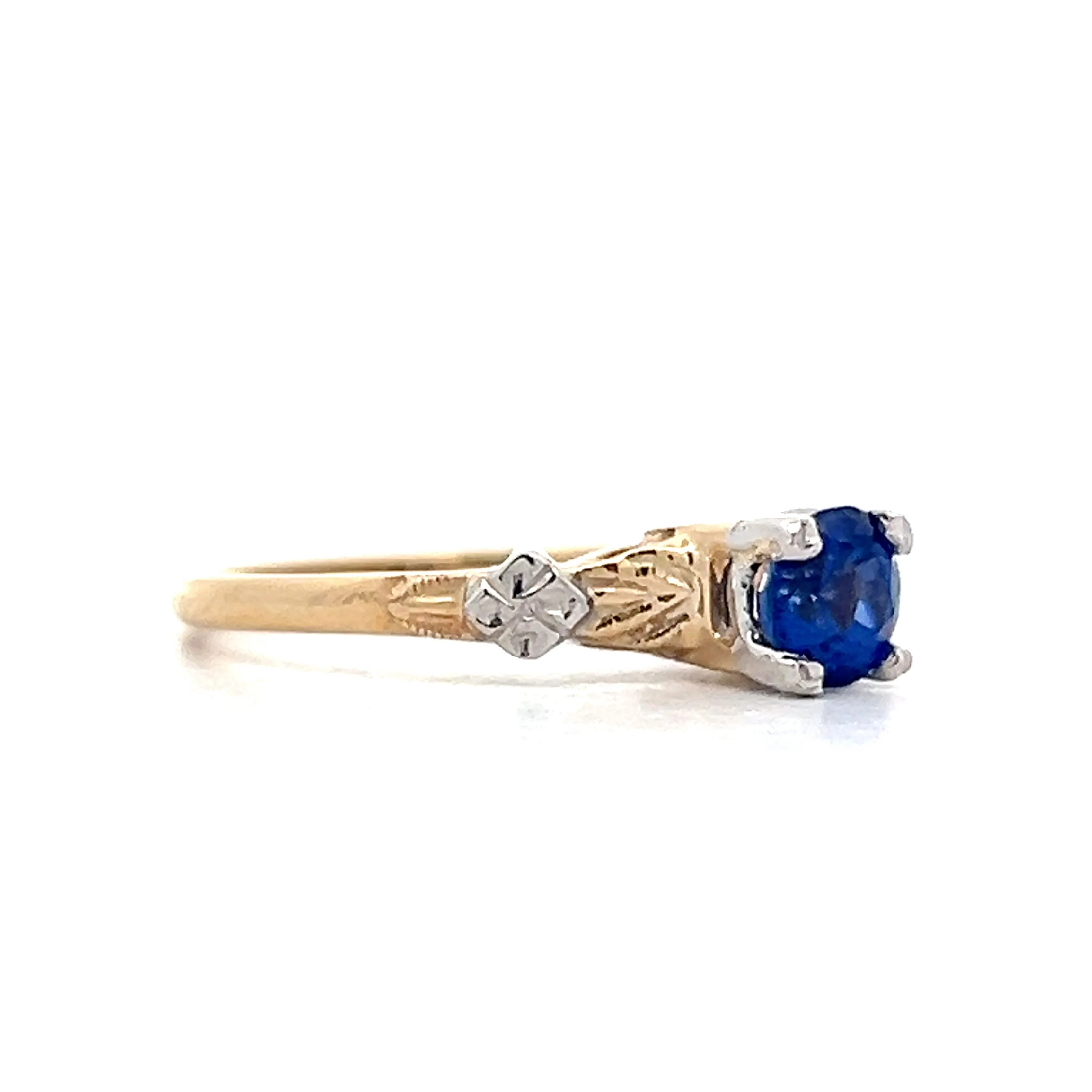 .74 Vintage Retro Sapphire Engagement Ring in 14k - Image 3