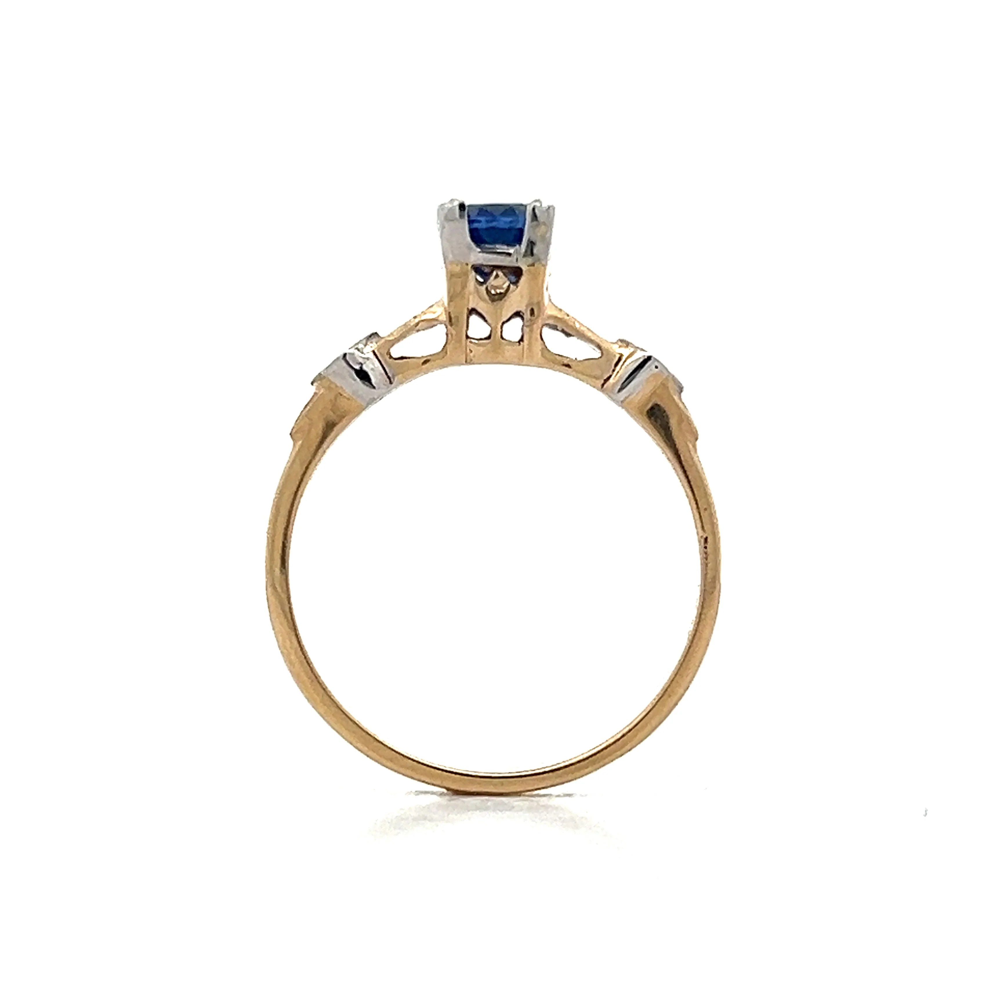 .74 Vintage Retro Sapphire Engagement Ring in 14k - Image 4