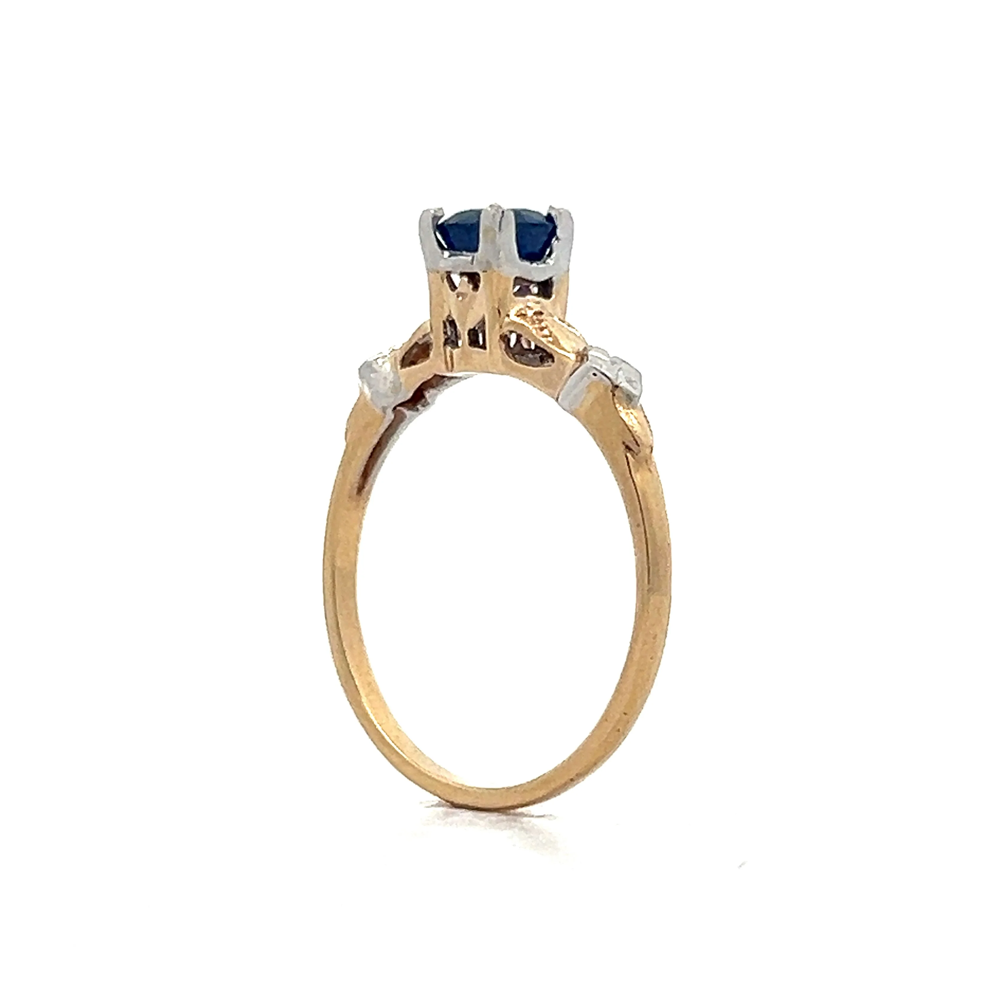 .74 Vintage Retro Sapphire Engagement Ring in 14k - Image 5