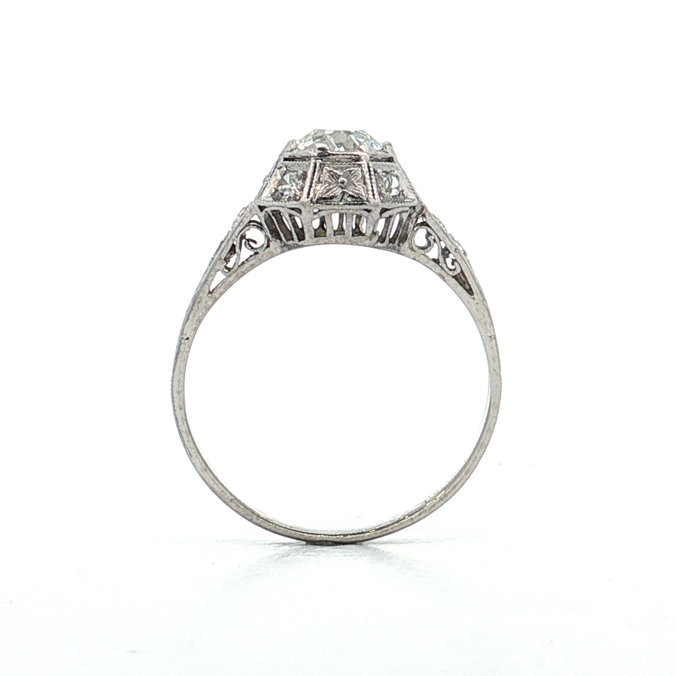 .75 Antique Deco Euro Diamond Engagement Ring 18k - Image 4