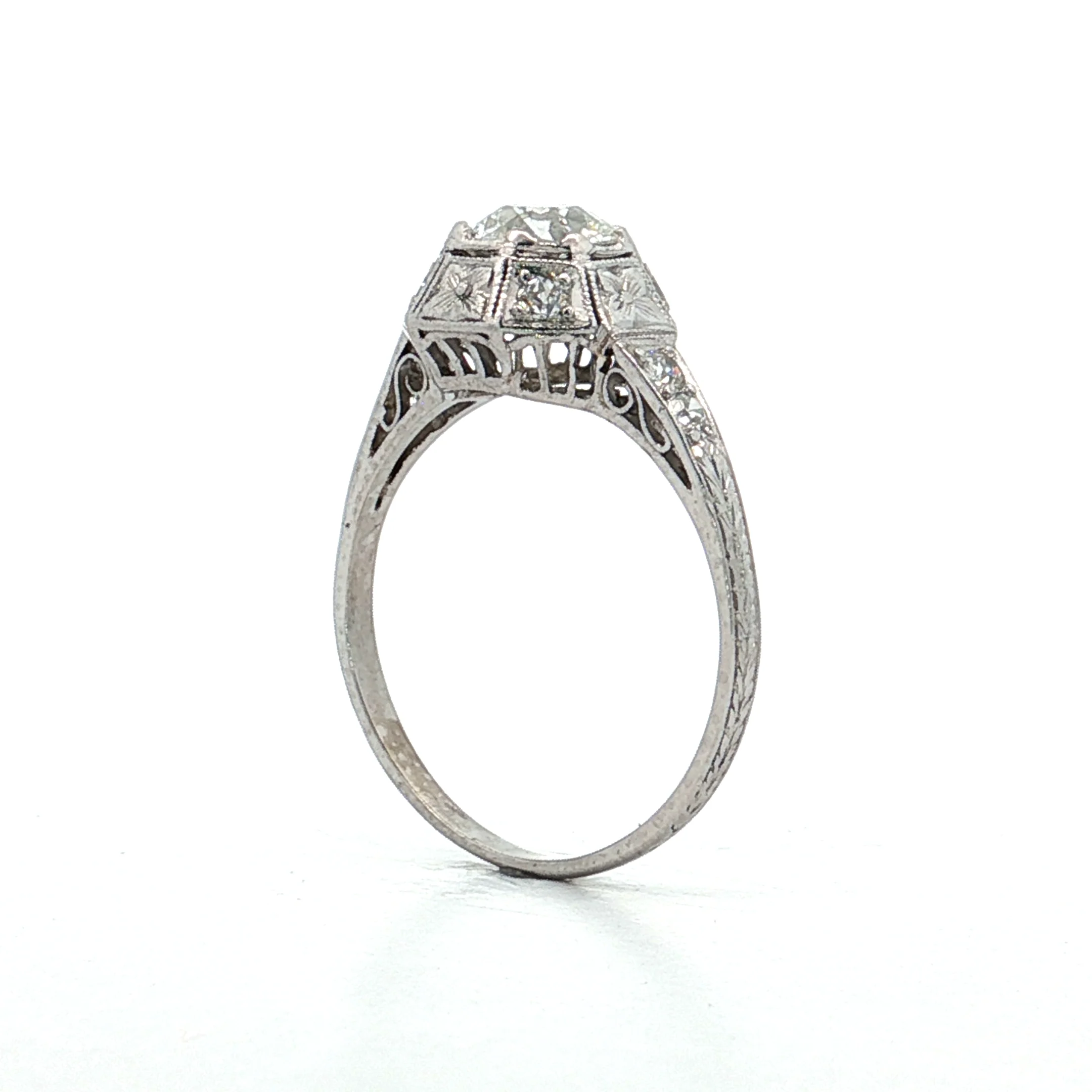 .75 Antique Deco Euro Diamond Engagement Ring 18k - Image 5