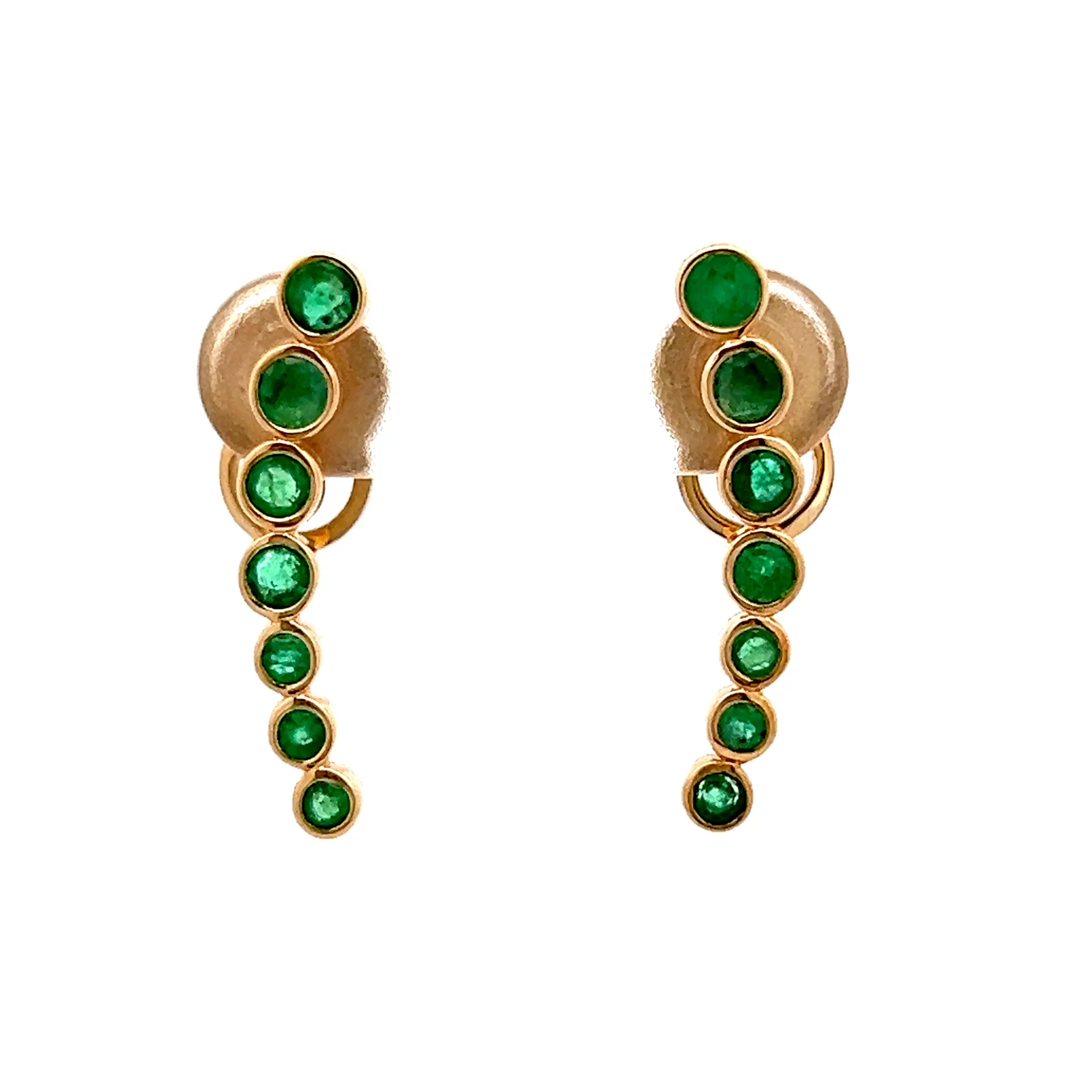.75 Bezel Emerald Stud Earrings in 14k Yellow Gold