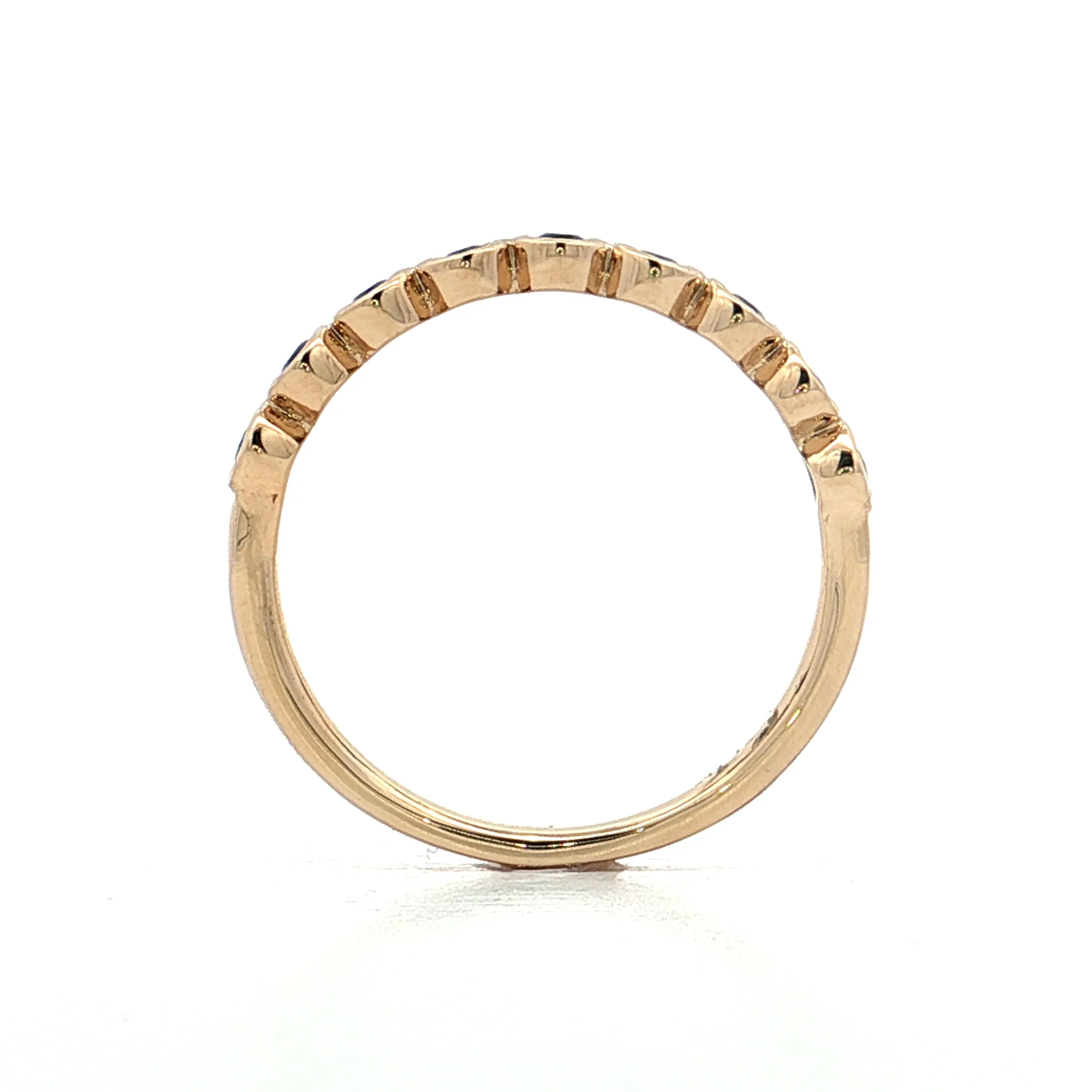 .75 Bezel Sapphire Wedding Band in 14k Yellow Gold - Image 4