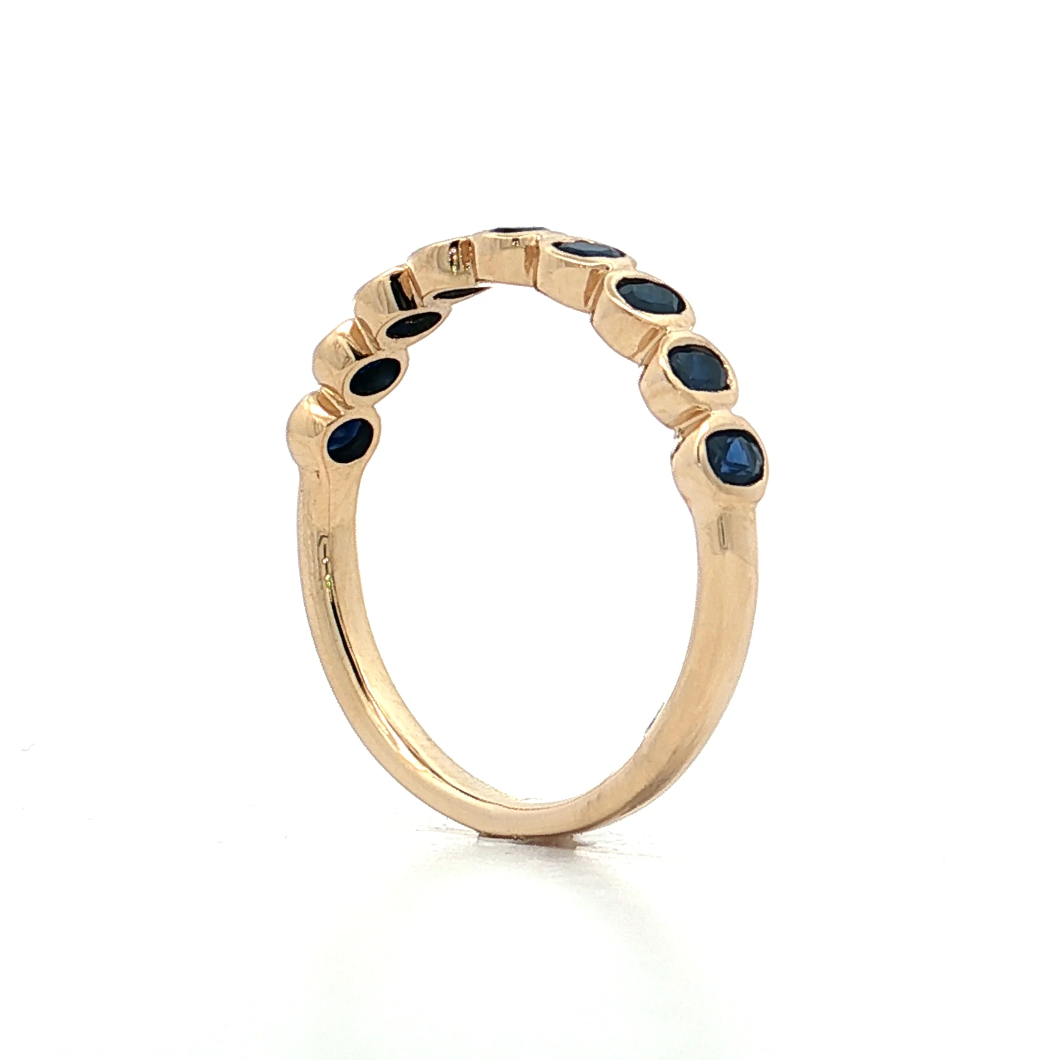 .75 Bezel Sapphire Wedding Band in 14k Yellow Gold - Image 5