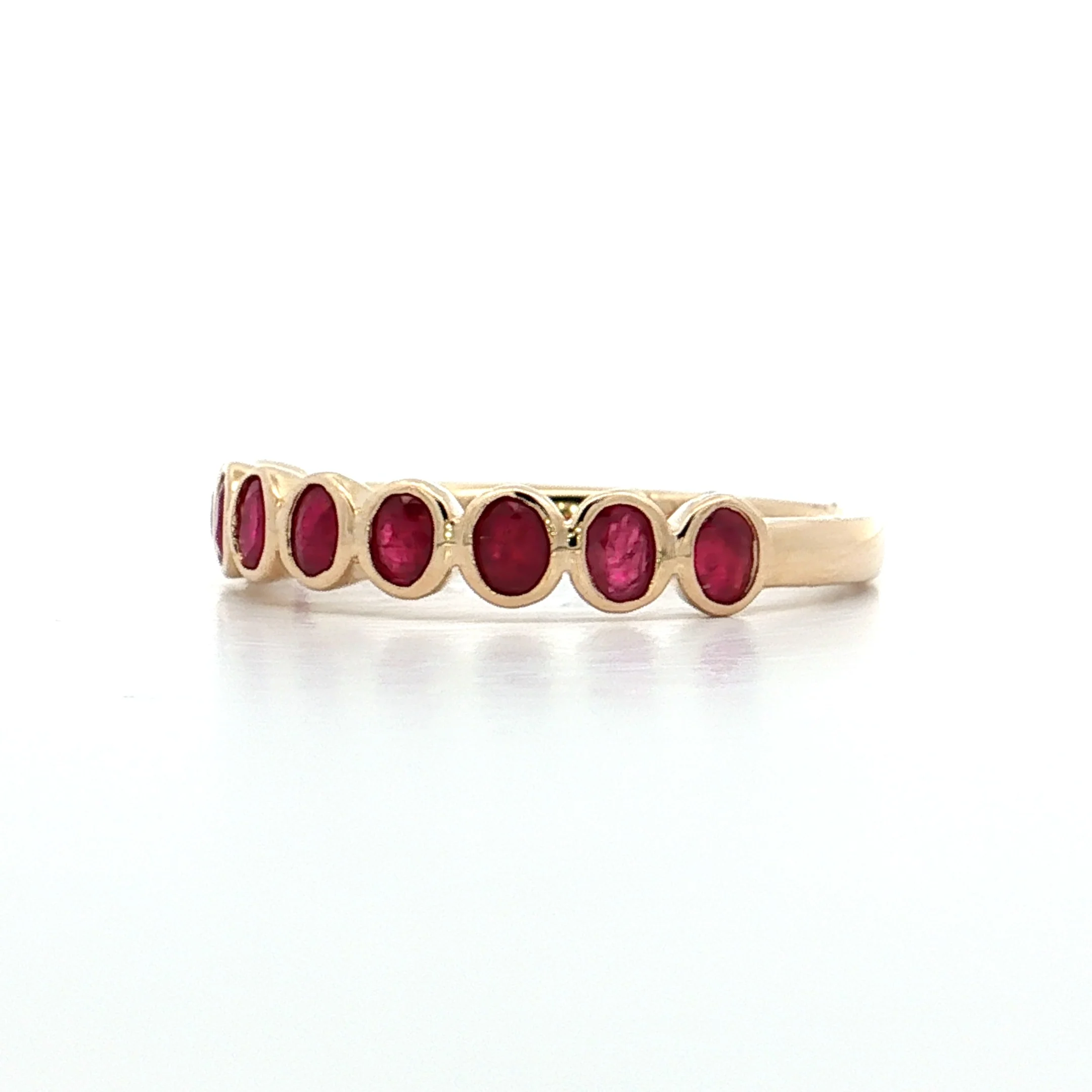 .75 Bezel Set Ruby Wedding Band 14k Yellow Gold - Image 2