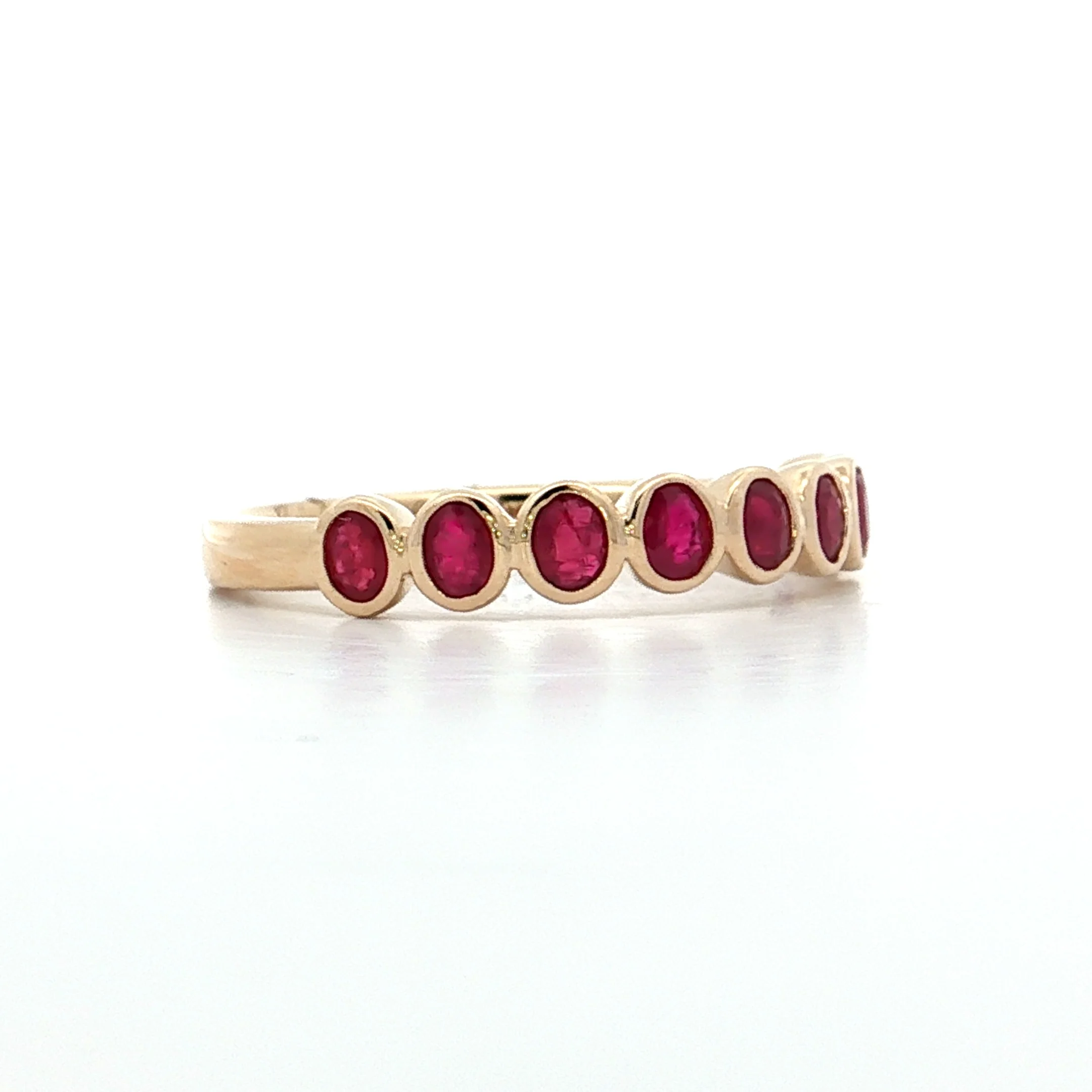 .75 Bezel Set Ruby Wedding Band 14k Yellow Gold - Image 3