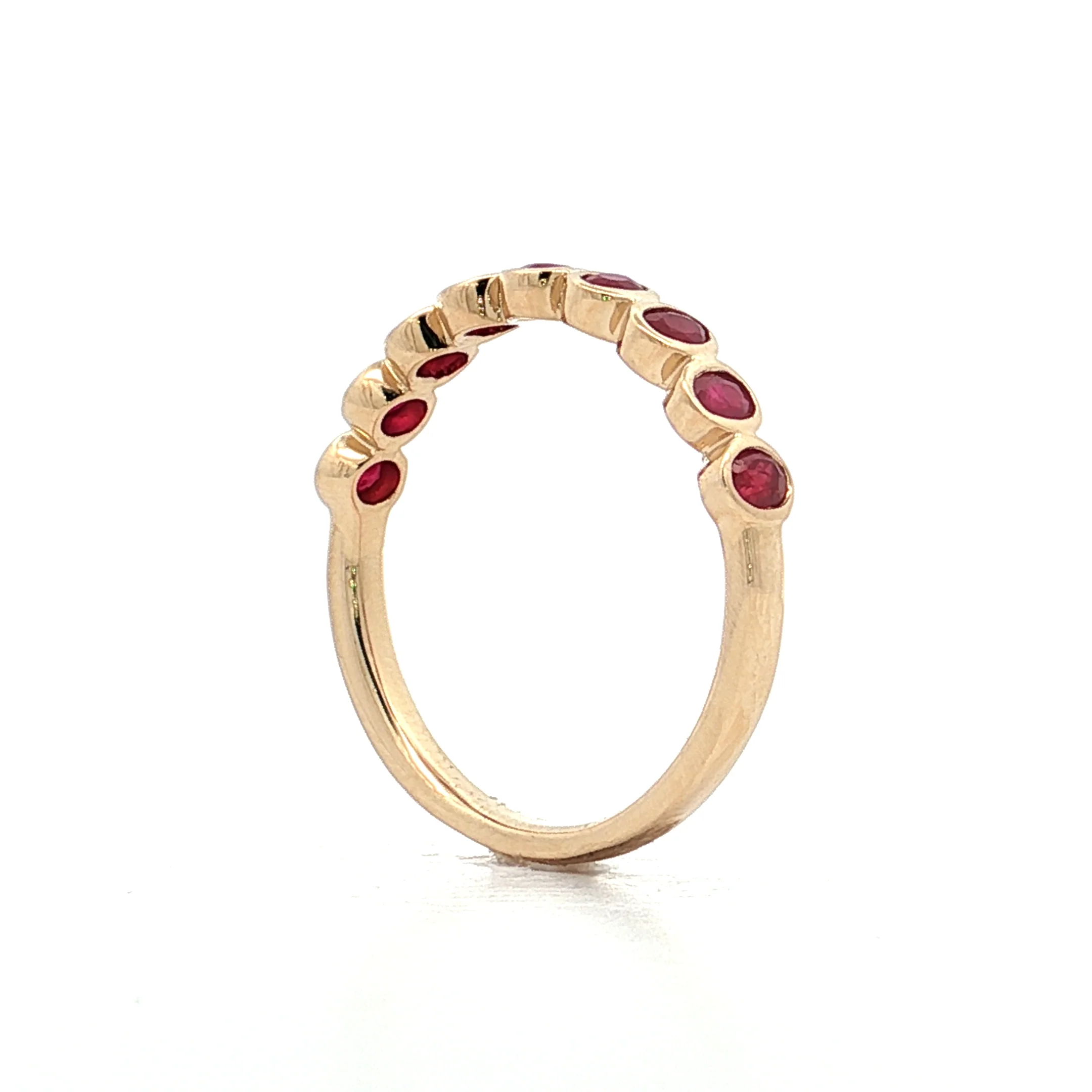 .75 Bezel Set Ruby Wedding Band 14k Yellow Gold - Image 5