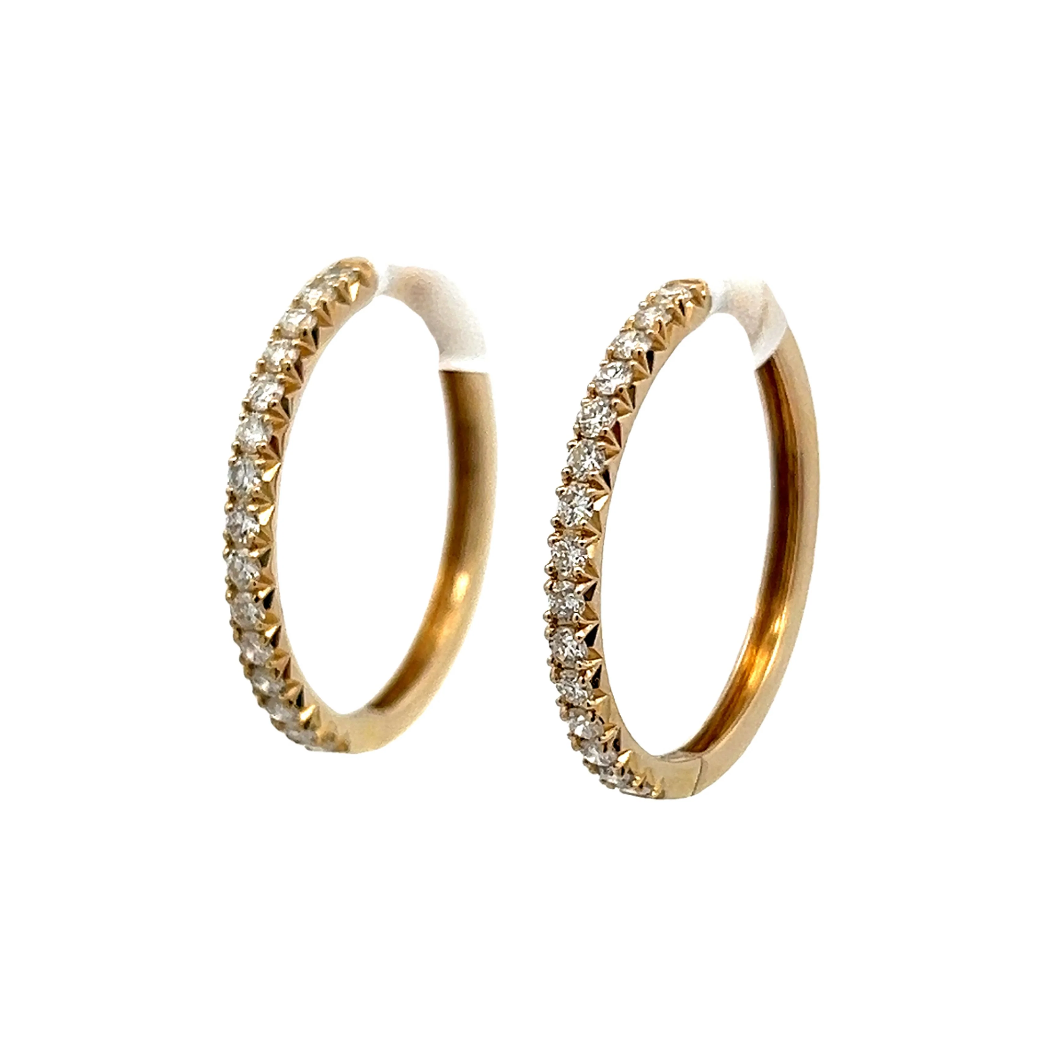 .75 Diamond Hoop Earrings in 14k Yellow Gold - Image 2