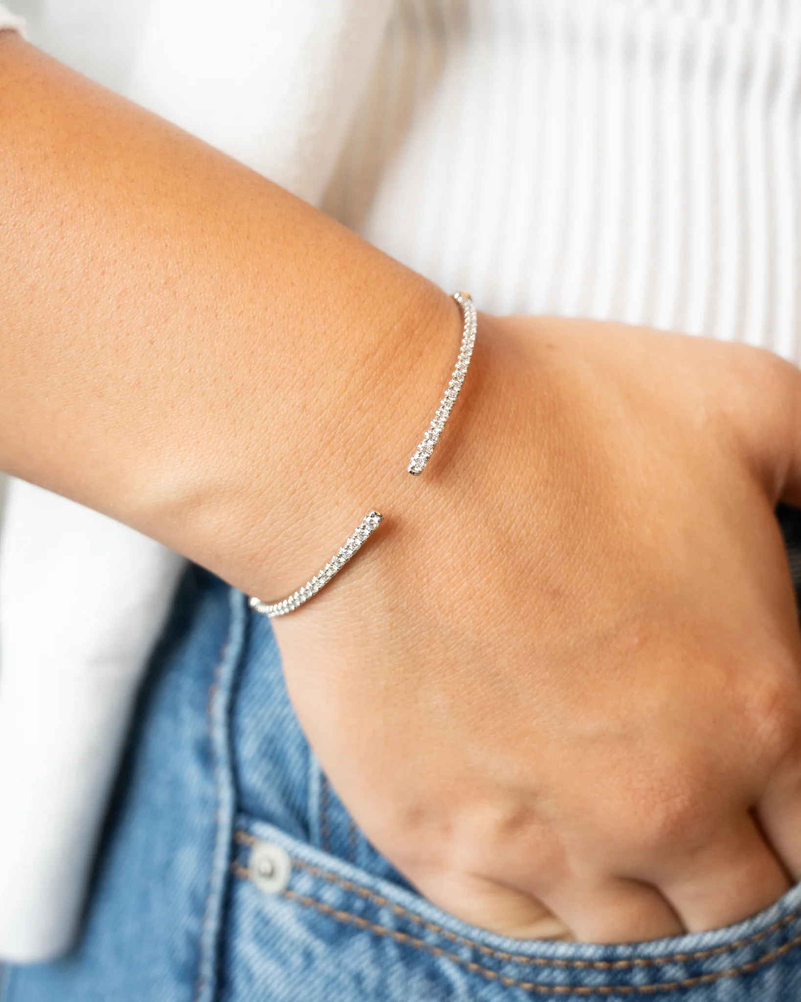 .75 Diamond Open Cuff Bangle Bracelet in 14k - Image 5