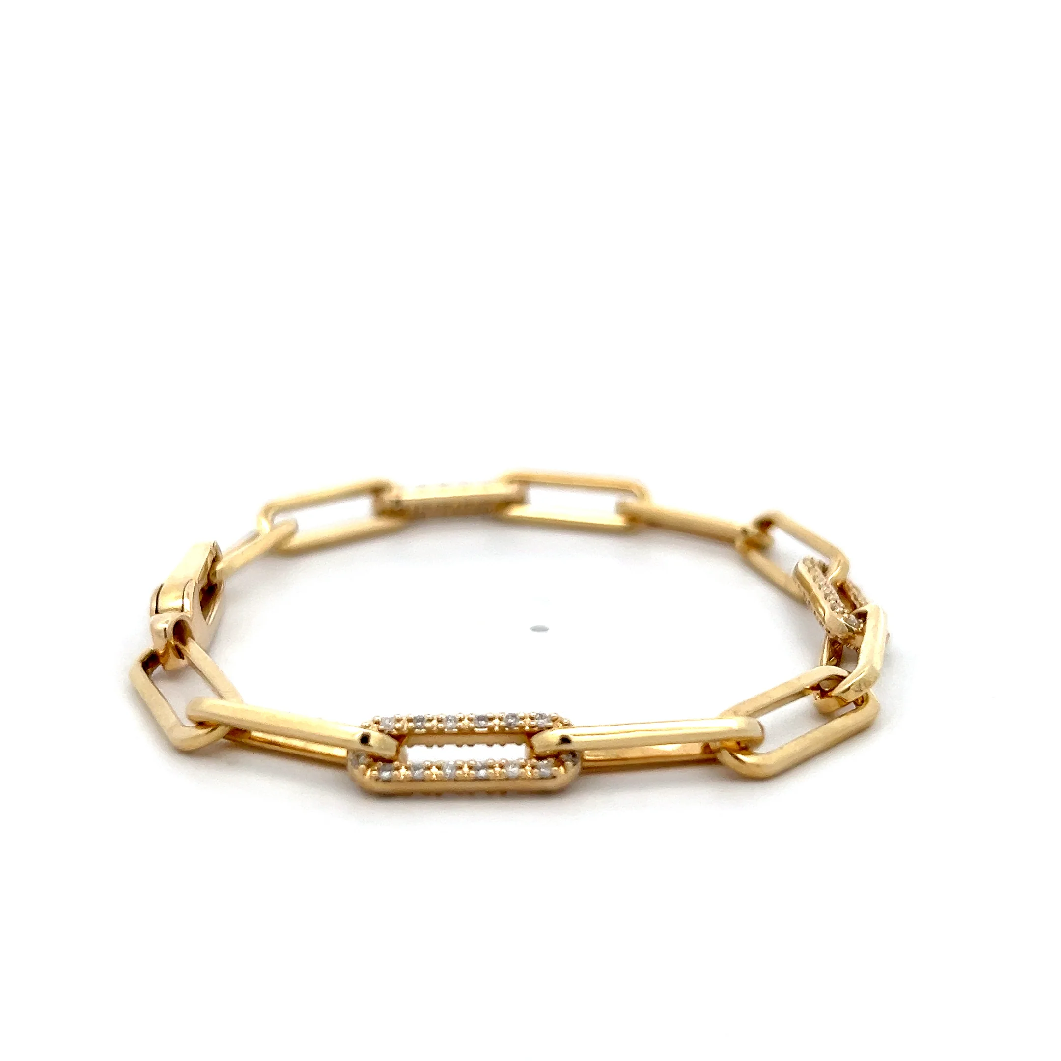 .75 Diamond Paperclip Bracelet in 14k Yellow Gold - Image 2