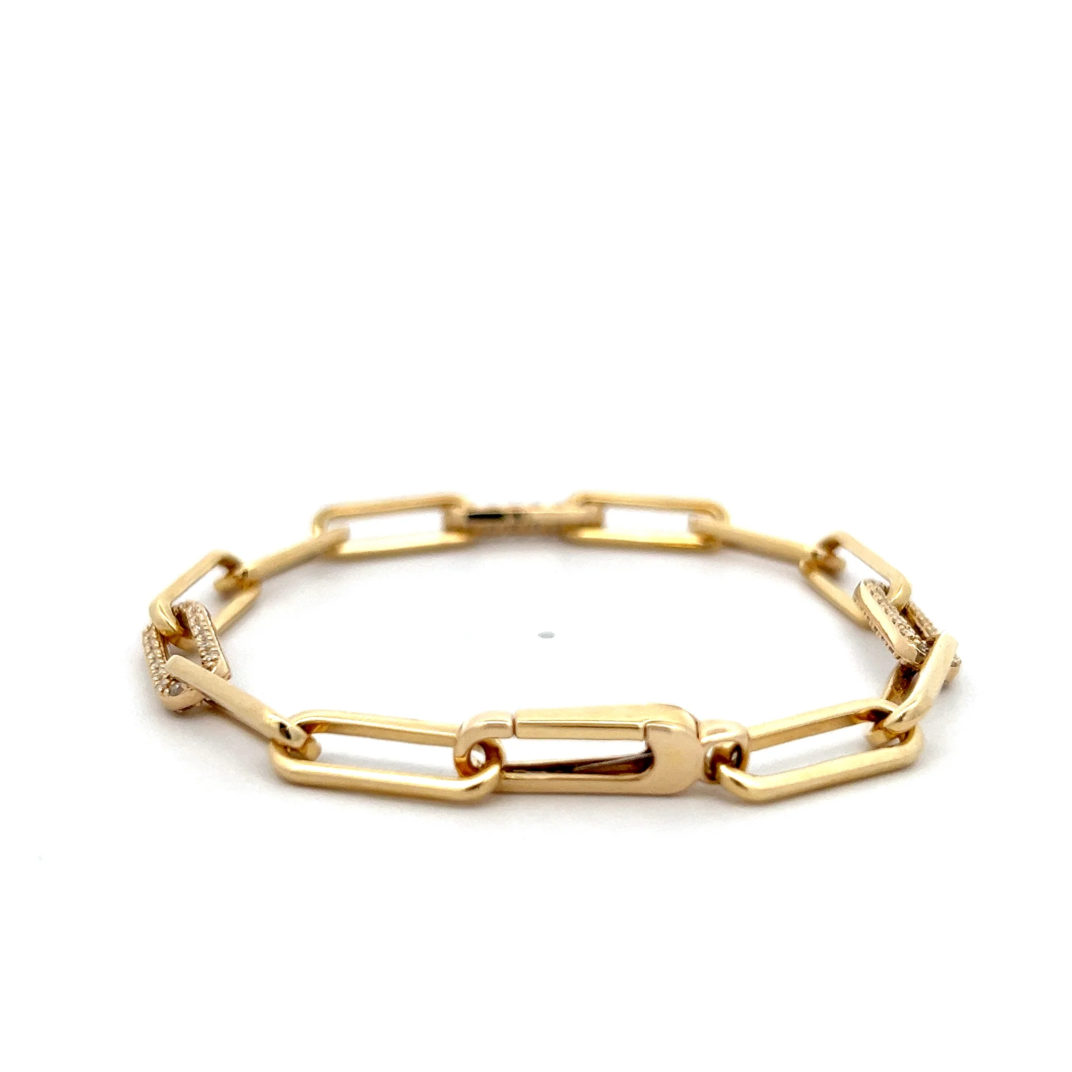 .75 Diamond Paperclip Bracelet in 14k Yellow Gold - Image 3