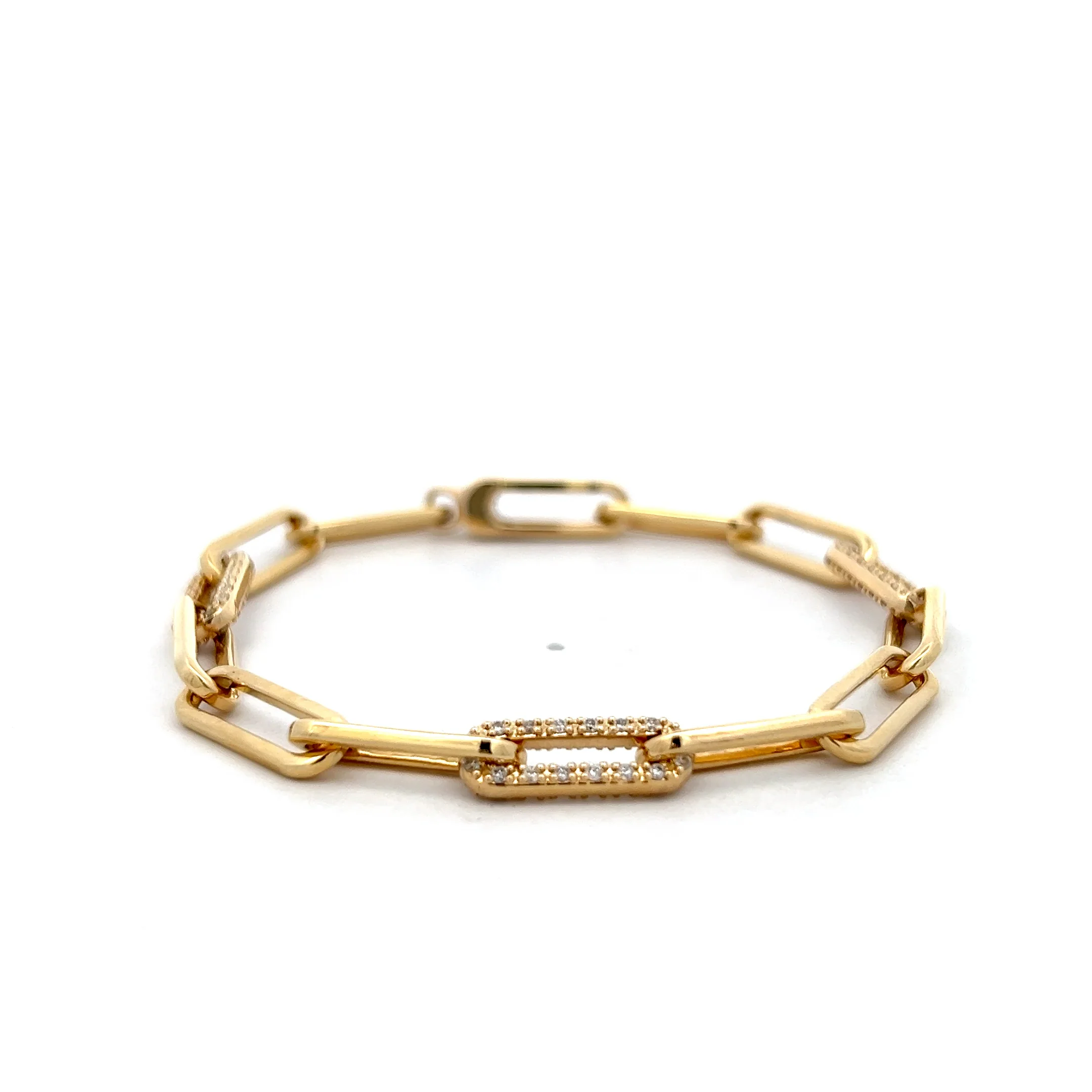 .75 Diamond Paperclip Bracelet in 14k Yellow Gold - Image 4