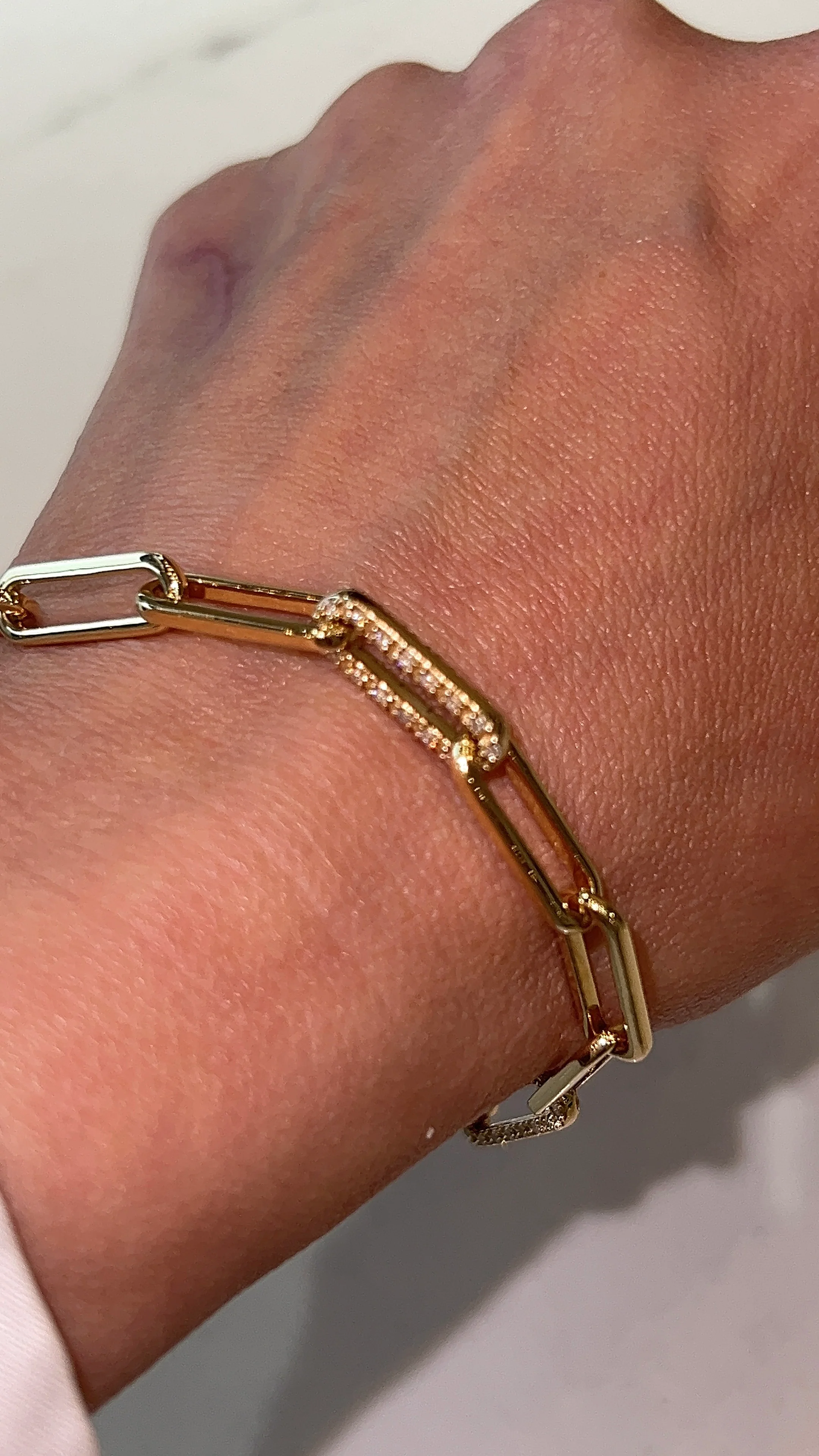 .75 Diamond Paperclip Bracelet in 14k Yellow Gold - Image 6