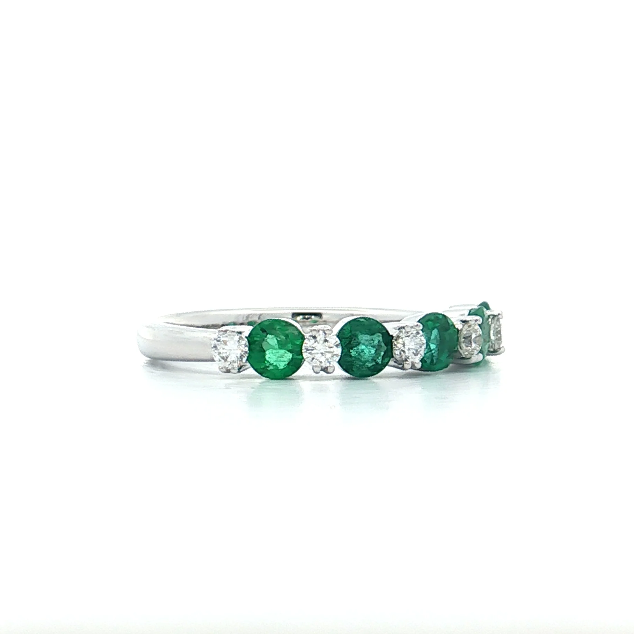.75 Emerald & Diamond Stacking Band 14k White Gold - Image 3