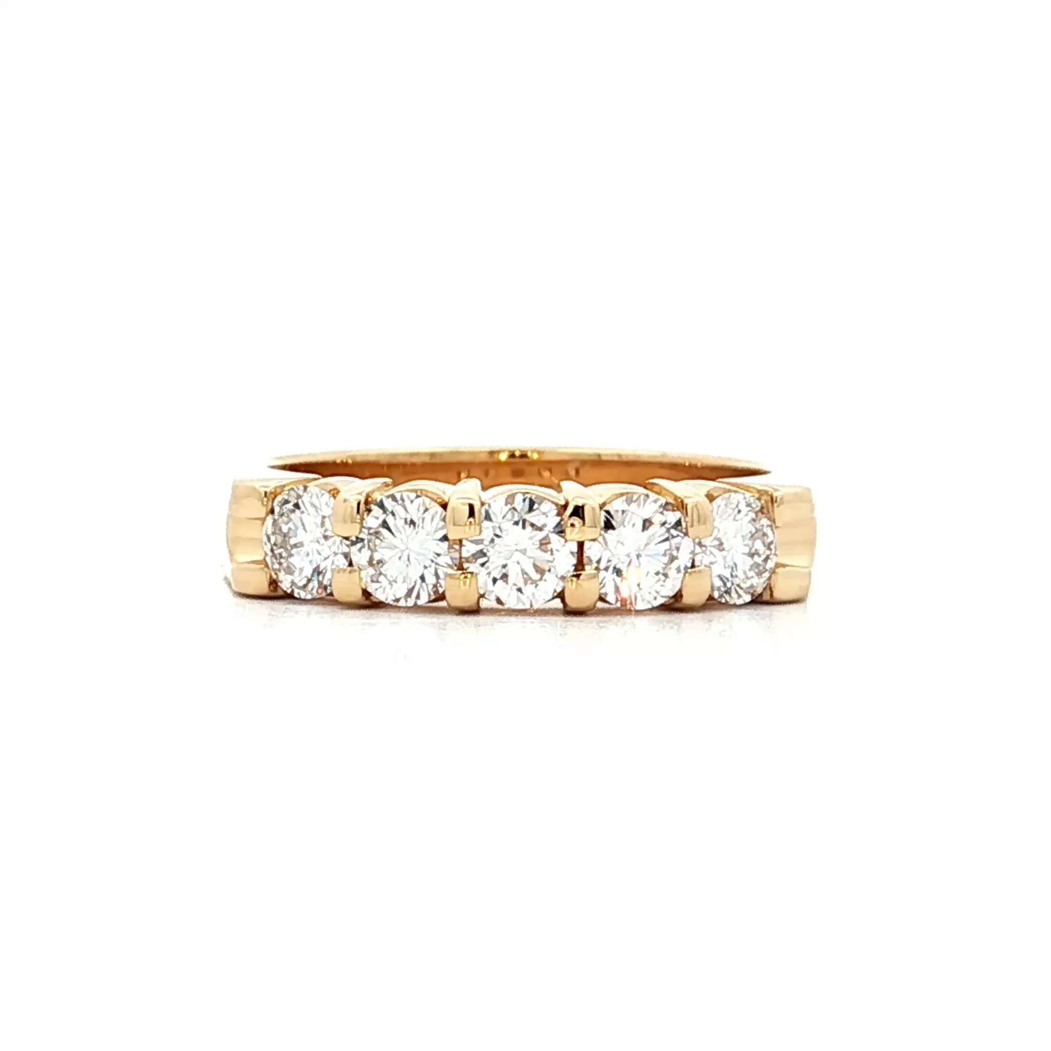 .75 Five Stone Diamond Wedding Band in 18k Yellow Gold
